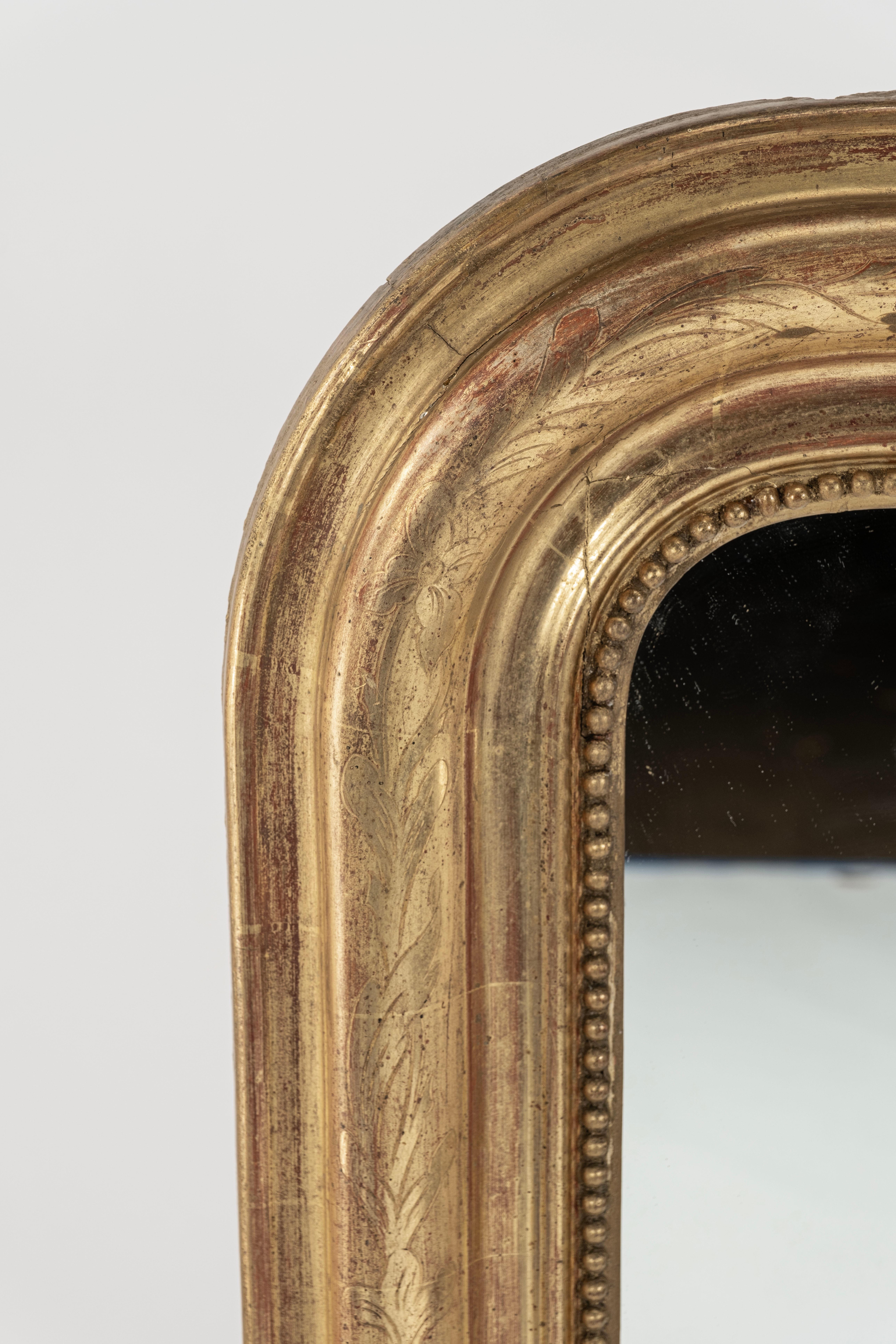 Francese Specchio in legno dorato Louis Philippe del XIX secolo in vendita