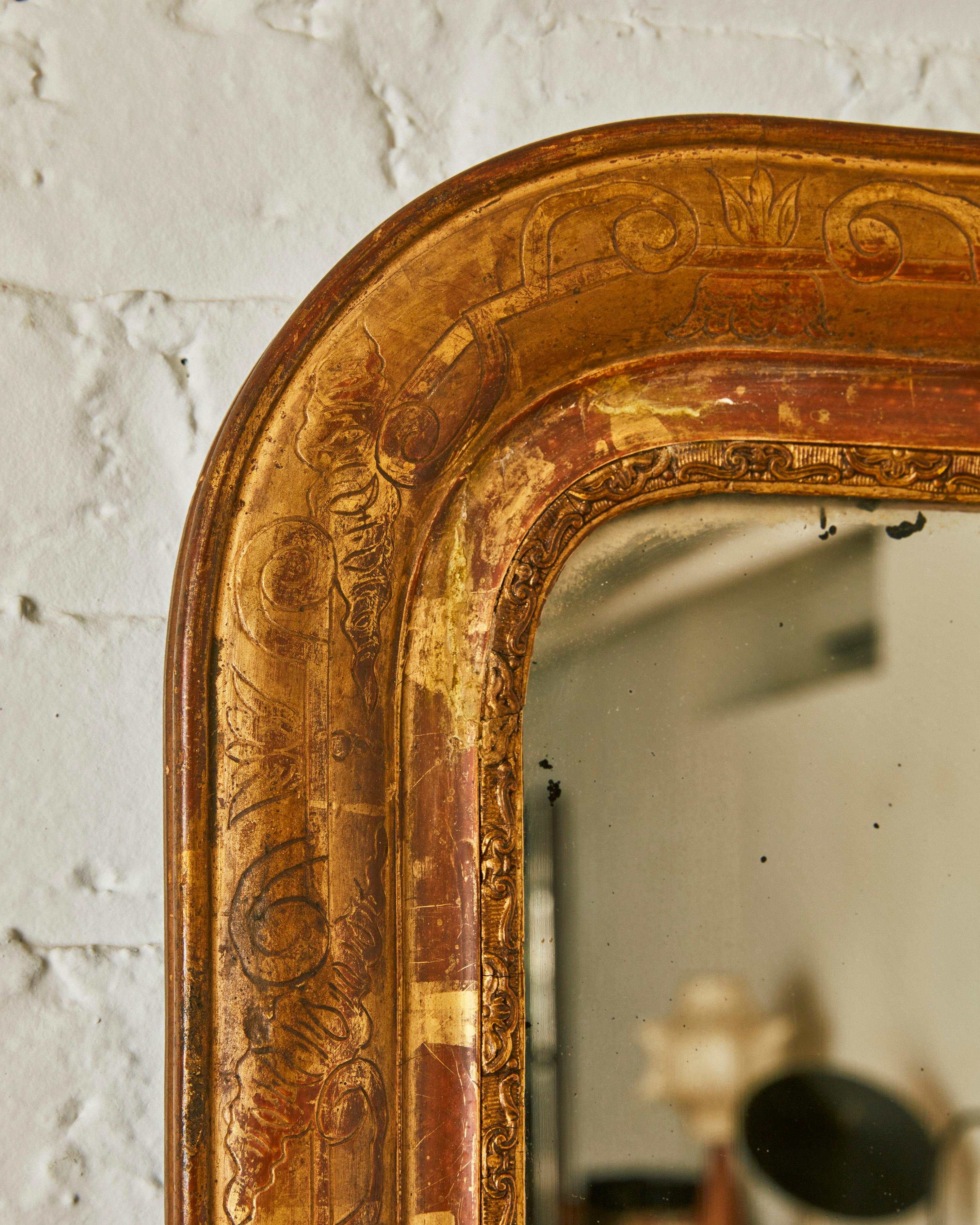 Glass 19th Century Louis Philippe Giltwood Mirror For Sale