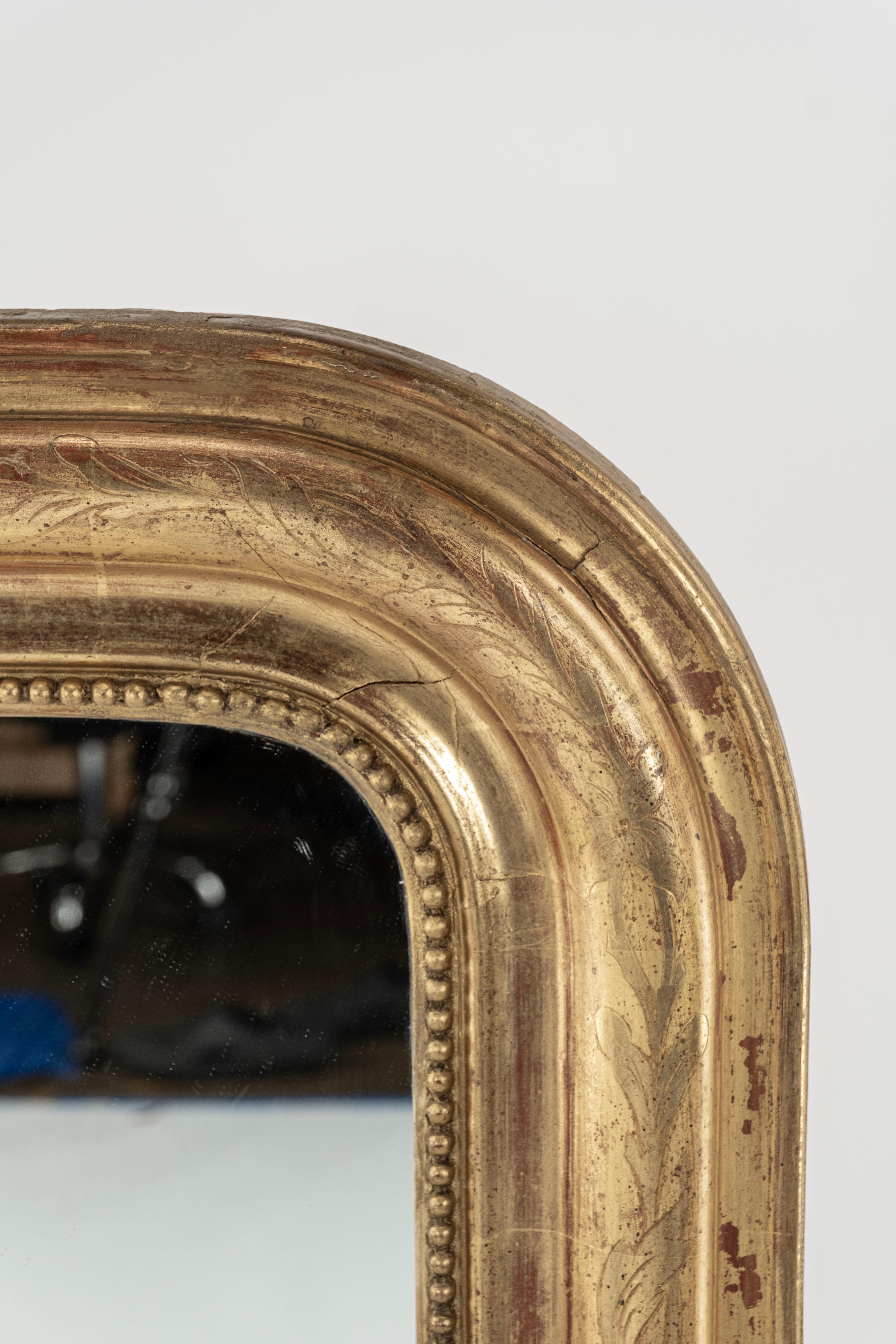 Legno dorato Specchio in legno dorato Louis Philippe del XIX secolo in vendita