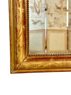 19th Century Louis Philippe Giltwood Mirror with Floral Details