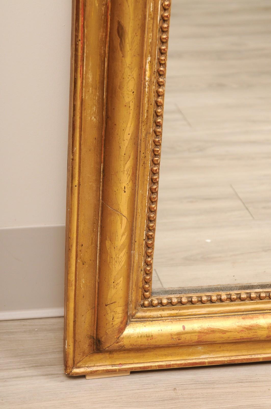 Luigi Filippo Specchio in legno dorato Louis Philippe del XIX secolo con vetro originale in vendita