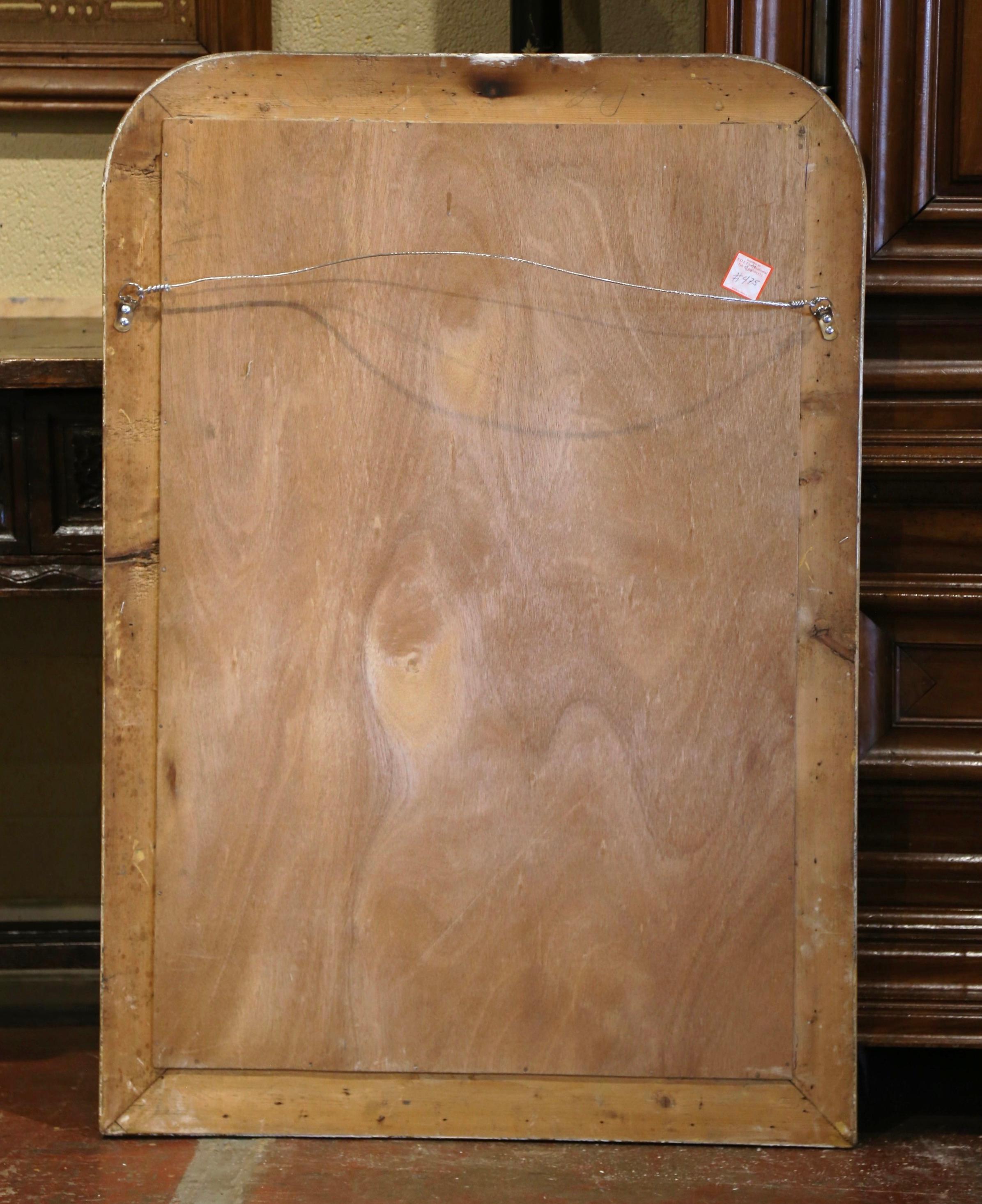 19th Century Louis Philippe Giltwood Wall Mirror with Engraved Laurel Leaf Motif 2