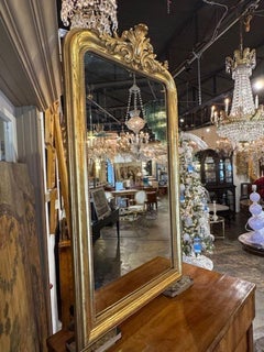 19th Century Louis Philippe Gold Gilt Mirror with Crest