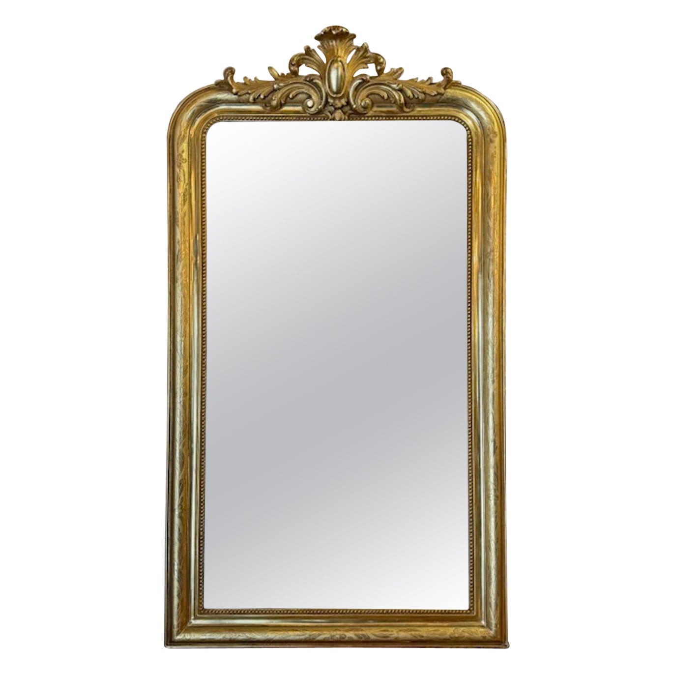 19th Century Louis Philippe Gold Gilt Mirror with Crest For Sale