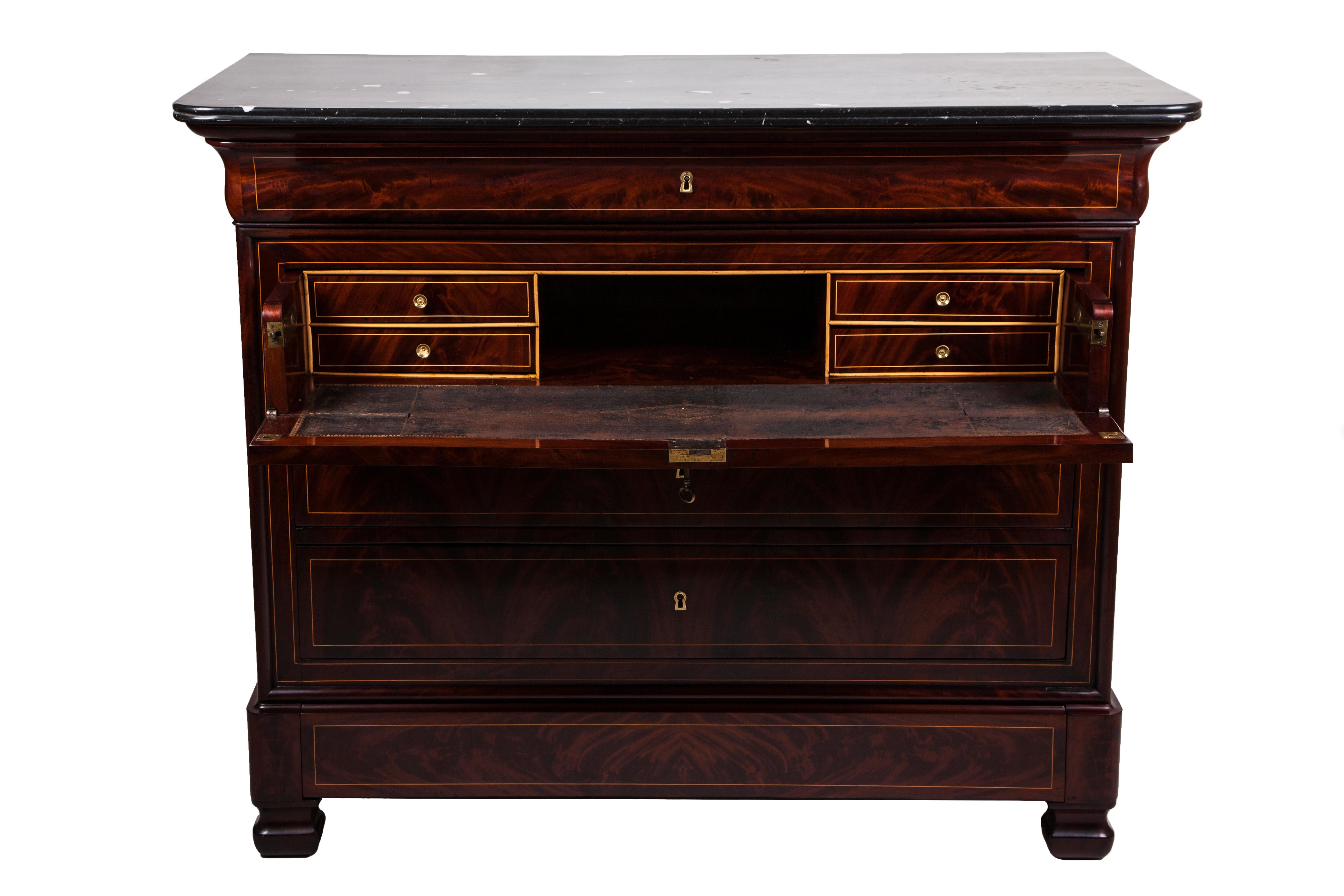 19th Century Louis Philippe Inlaid Mahogany French Chest of Drawers 1
