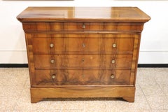 19th Century Louis Philippe Italian Antique Chest of Drawers in Walnut, Restored