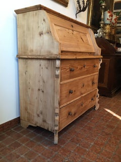 19th Century Louis Philippe Larch Drop-Front Bureau from Italian Alps Mountains