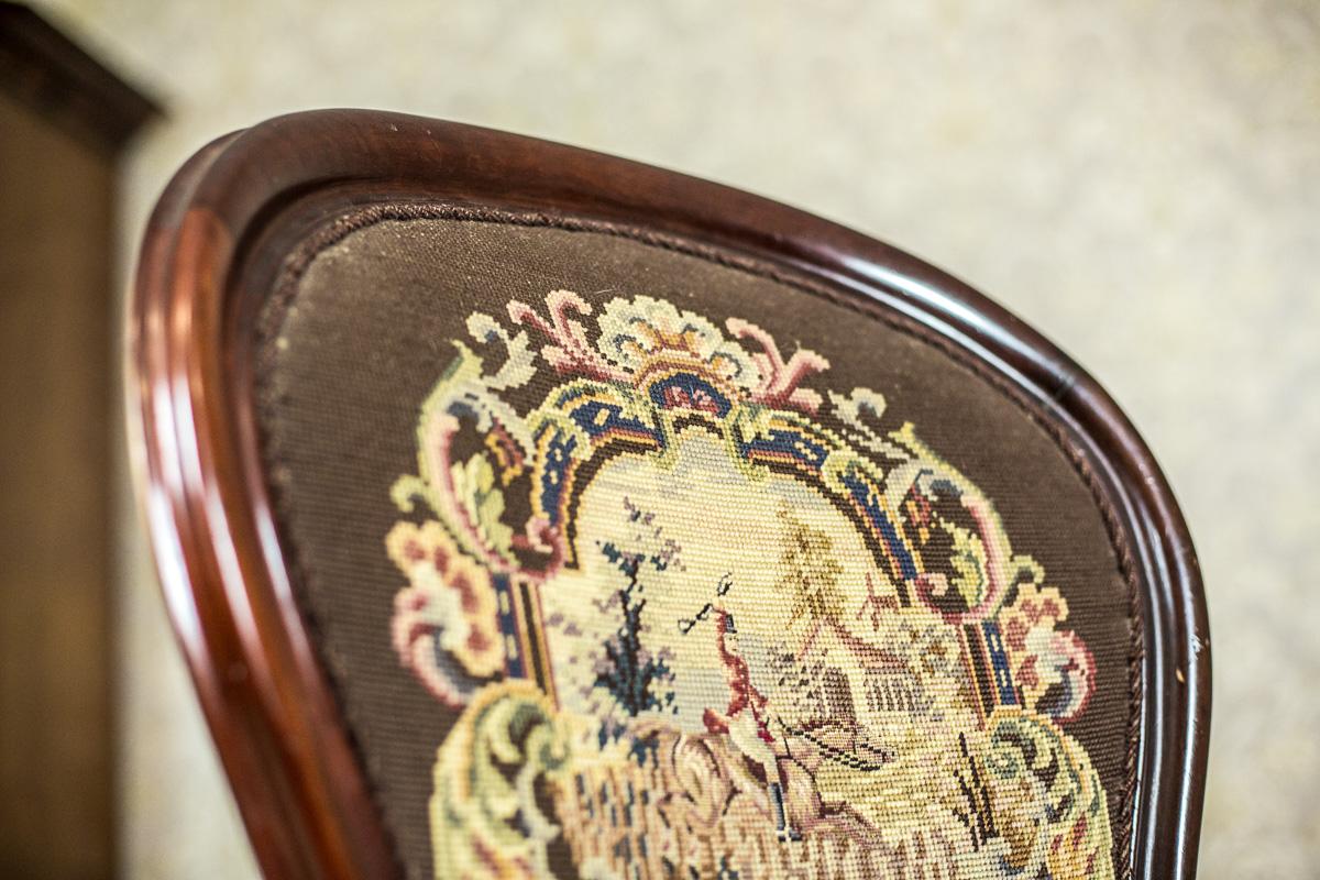 19th Century Louis Philippe Mahogany Armchair Upholstered with a Tapestry 7