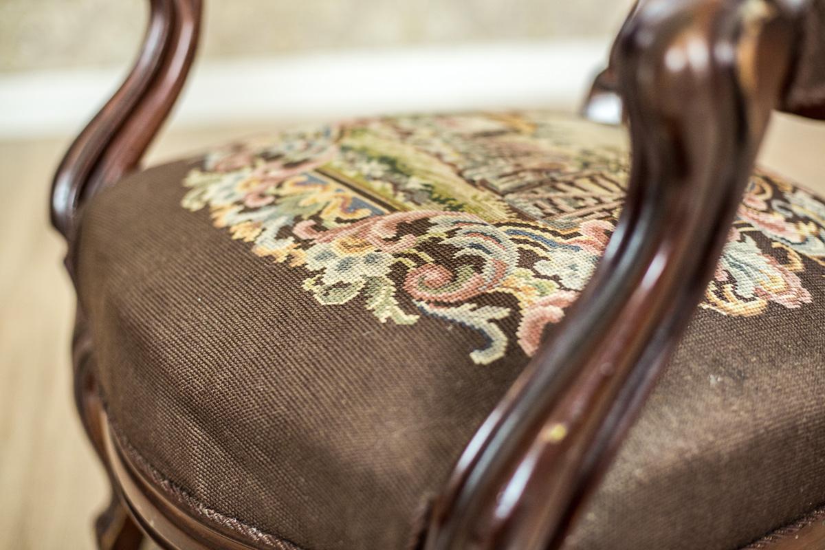 19th Century Louis Philippe Mahogany Armchair Upholstered with a Tapestry 9