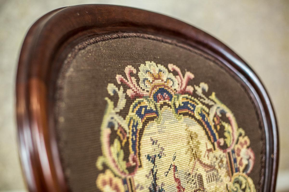 Mahagoni-Sessel von Louis Philippe aus dem 19. Jahrhundert, gepolstert mit einem Wandteppich 10