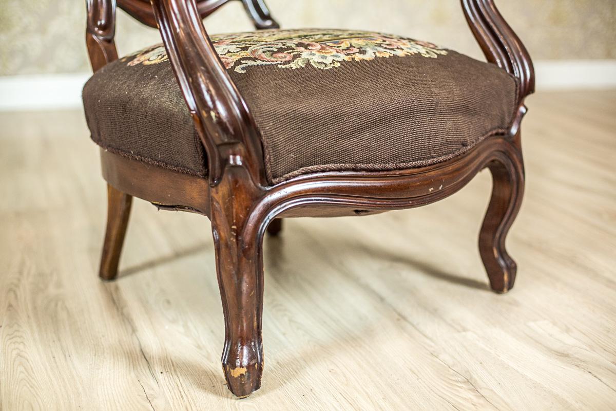 19th Century Louis Philippe Mahogany Armchair Upholstered with a Tapestry 2