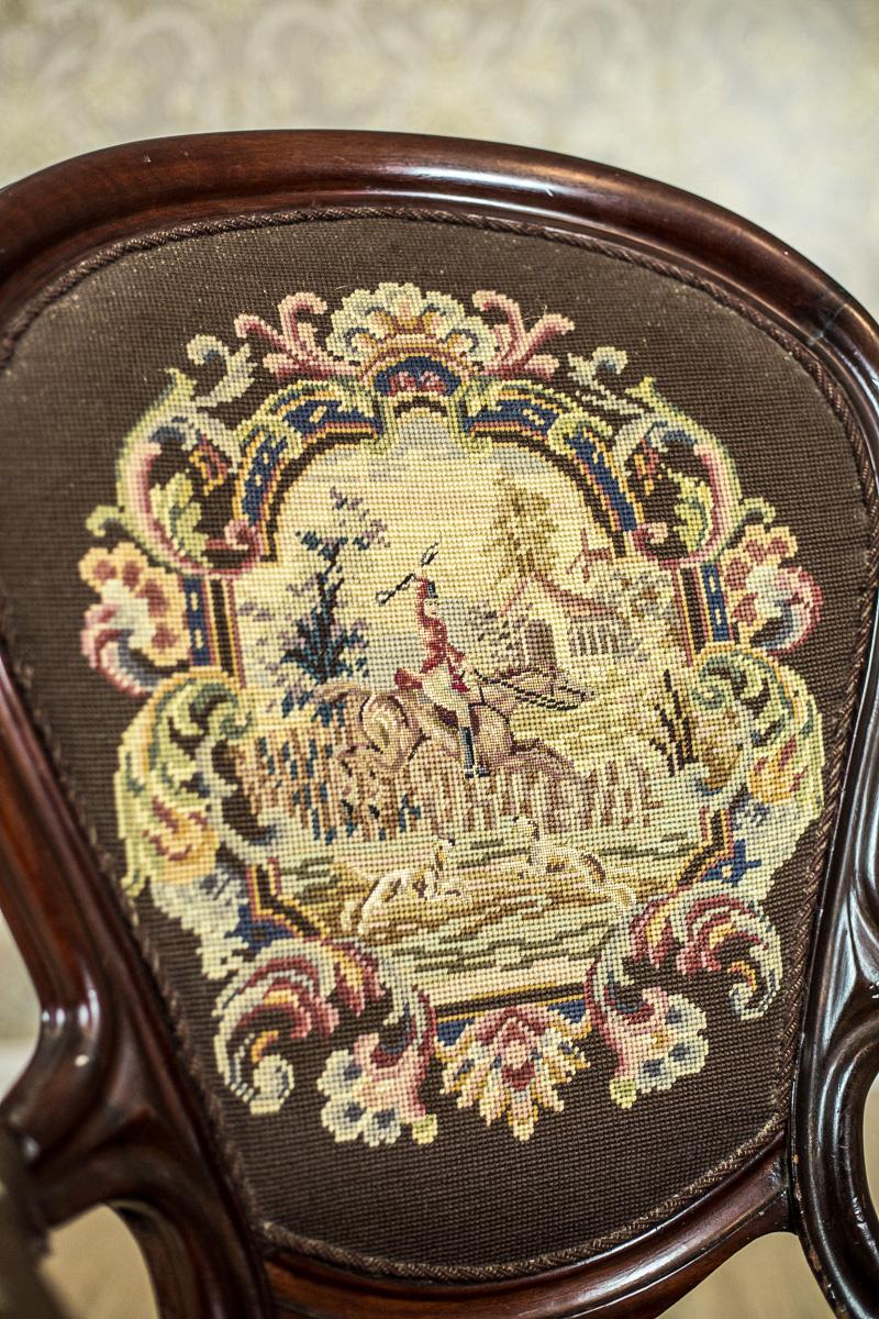 Mahagoni-Sessel von Louis Philippe aus dem 19. Jahrhundert, gepolstert mit einem Wandteppich 3