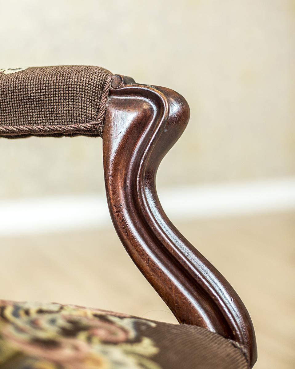 19th Century Louis Philippe Mahogany Armchair Upholstered with a Tapestry 4