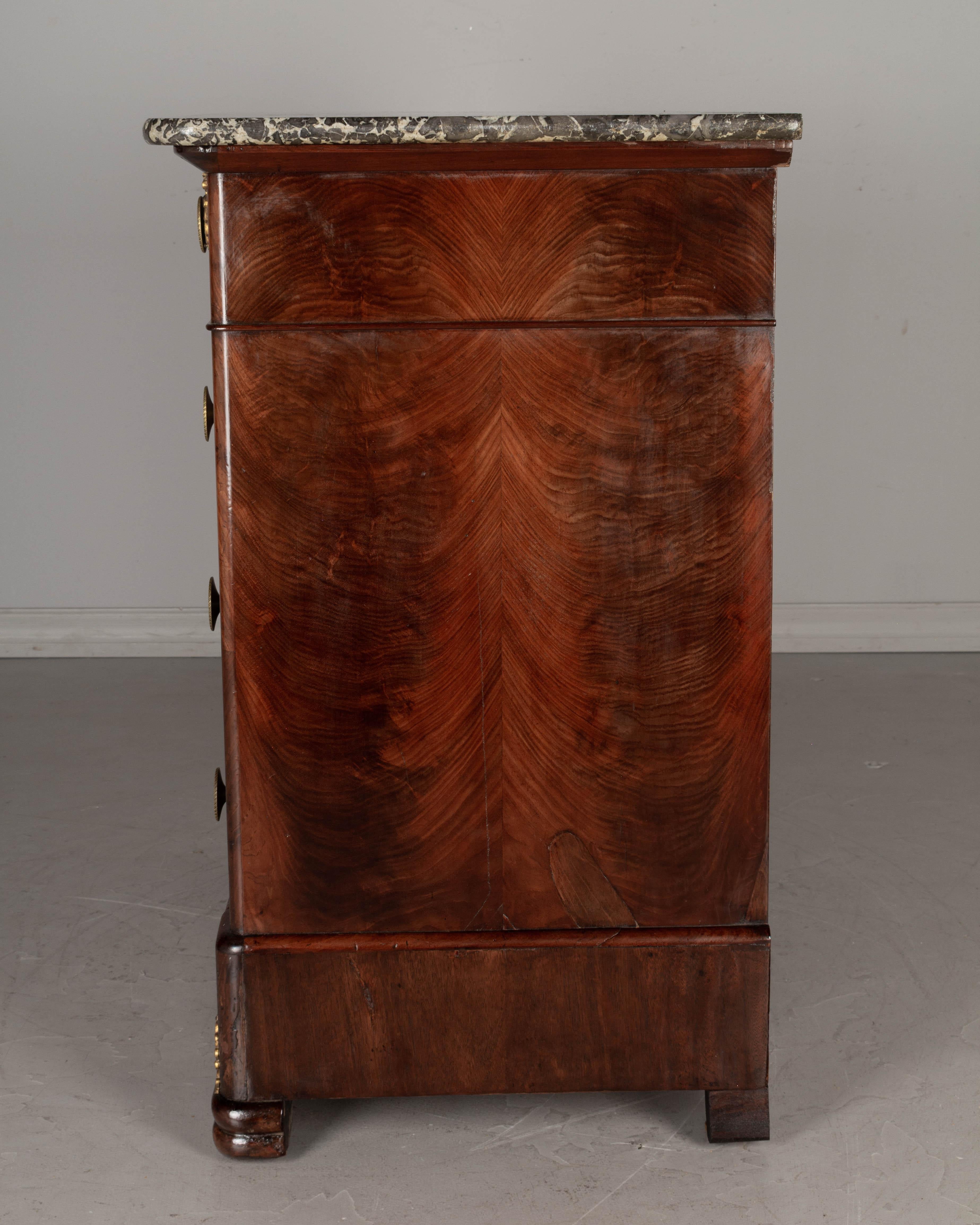 Marble 19th Century Louis Philippe Mahogany Commode