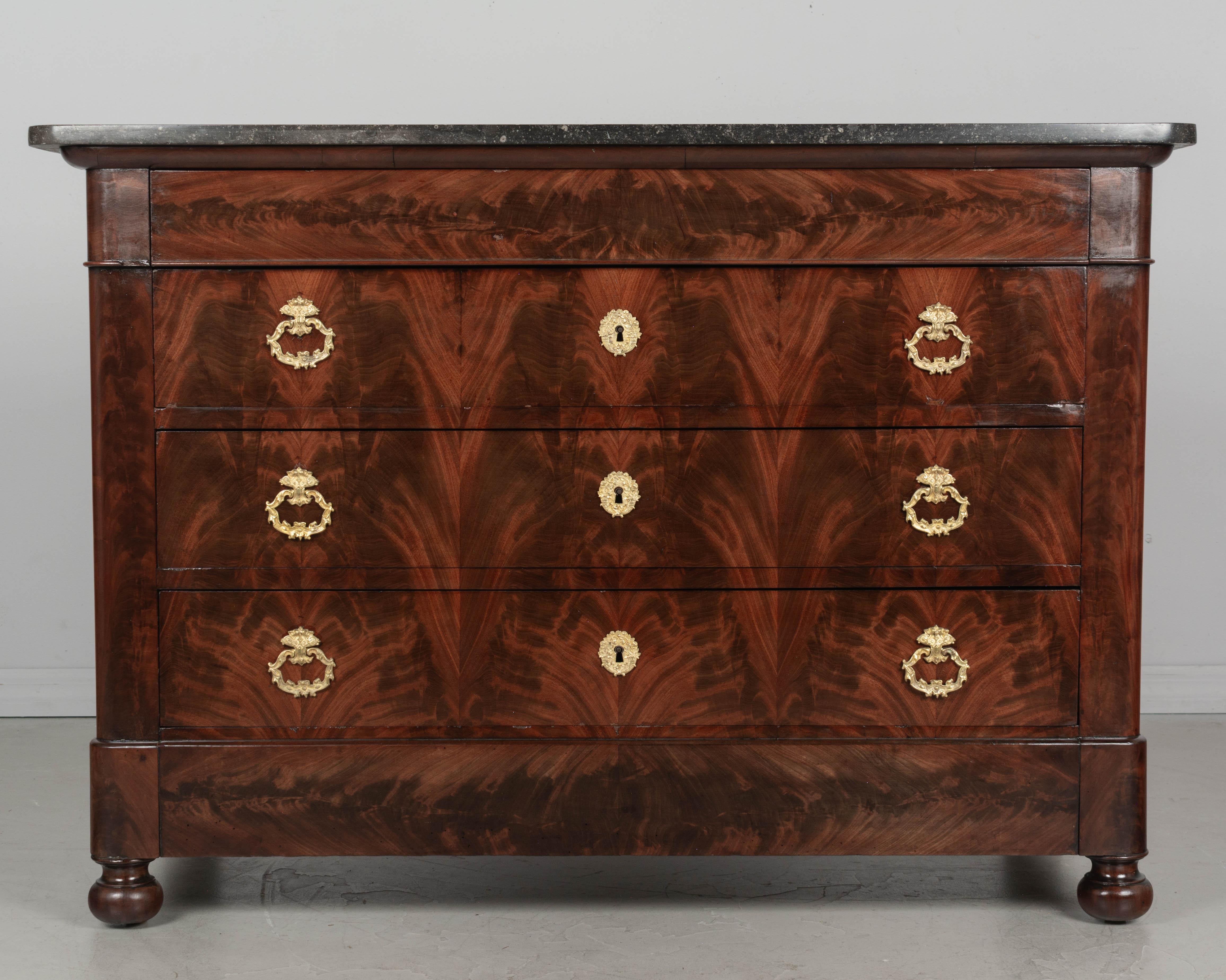 Bronze 19th Century Louis Philippe Mahogany Commode For Sale