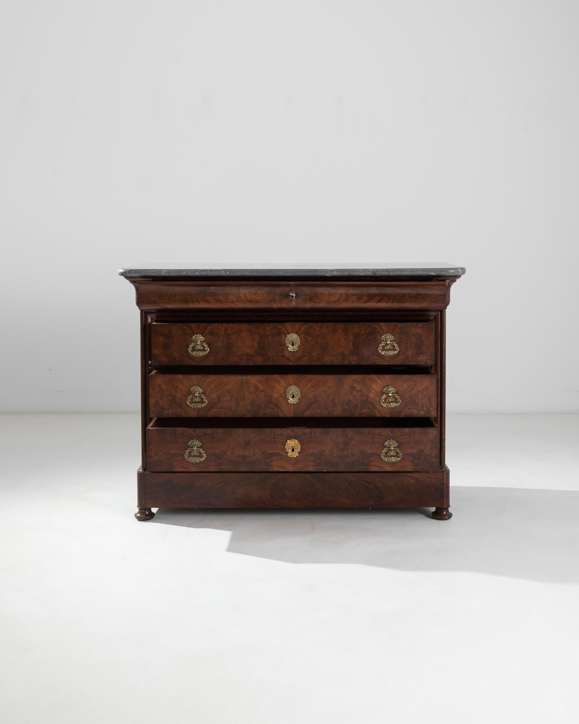 19th Century Louis Philippe Mahogany Drawer Chest with Marble Top In Good Condition In High Point, NC