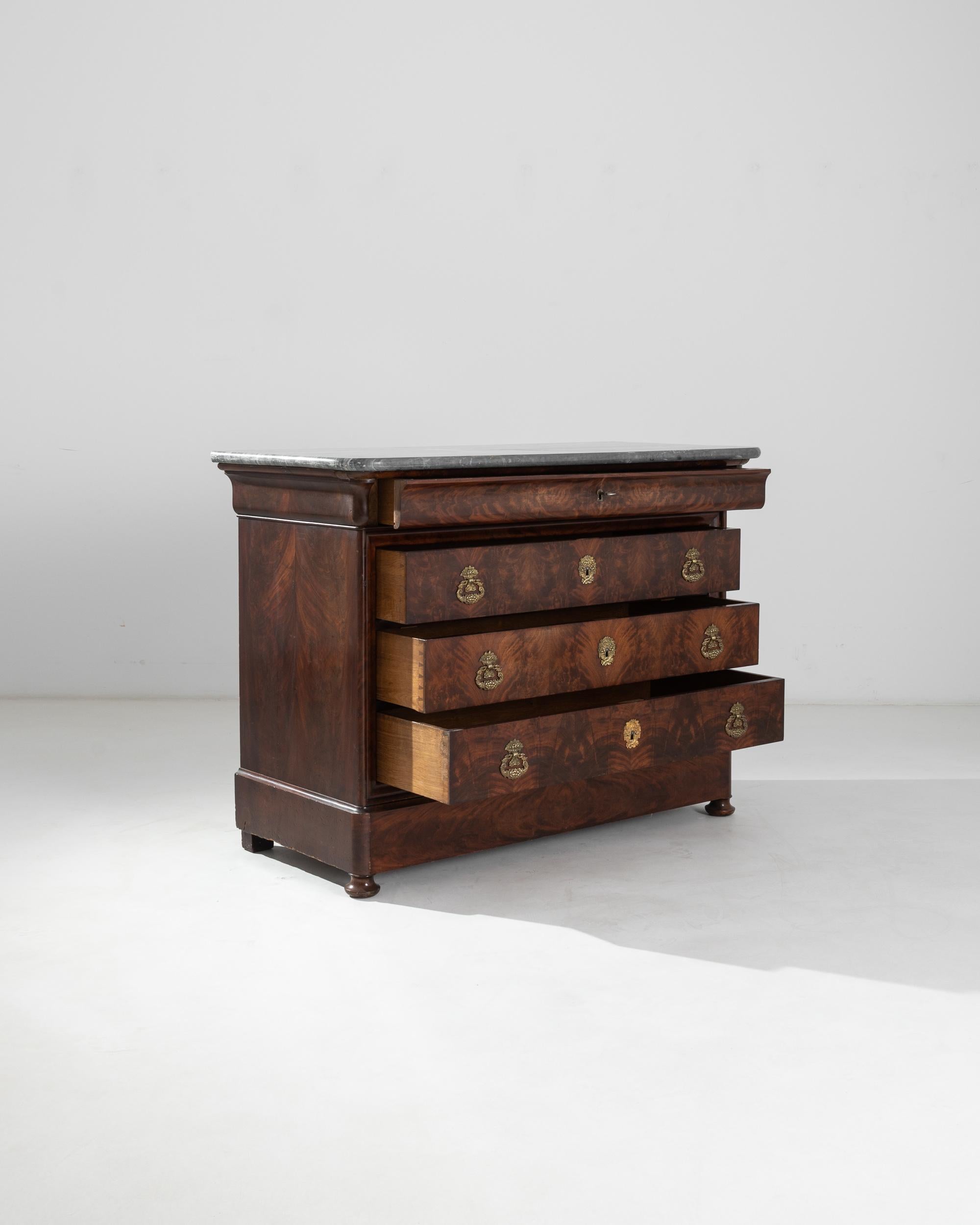 19th Century Louis Philippe Mahogany Drawer Chest with Marble Top 2