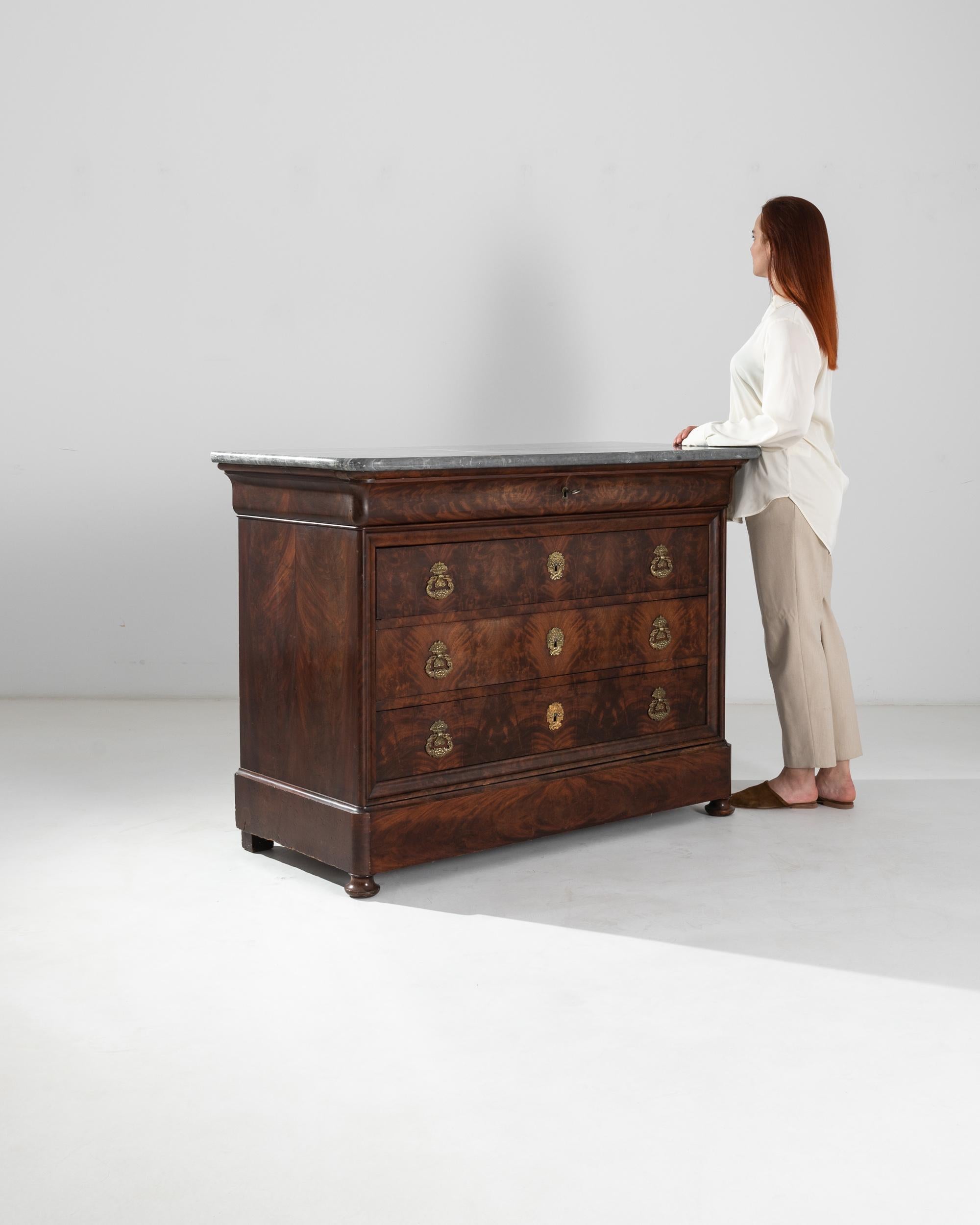 19th Century Louis Philippe Mahogany Drawer Chest with Marble Top 3