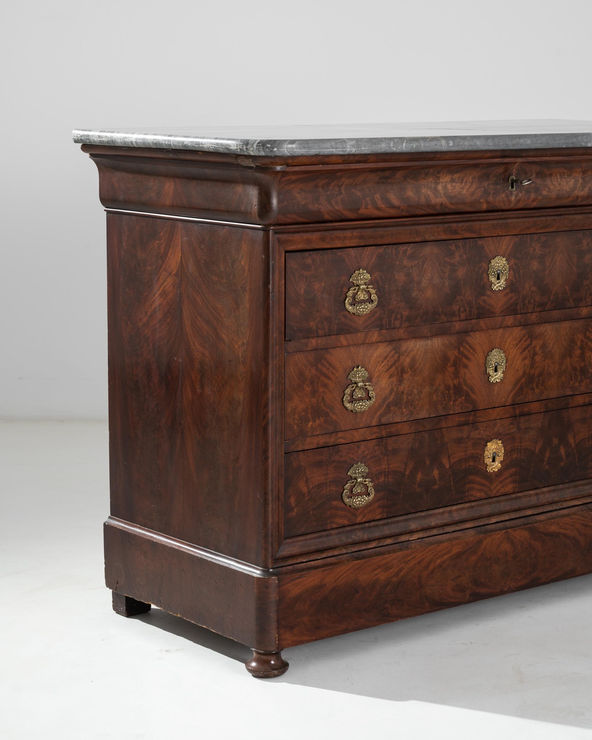19th Century Louis Philippe Mahogany Drawer Chest with Marble Top 4