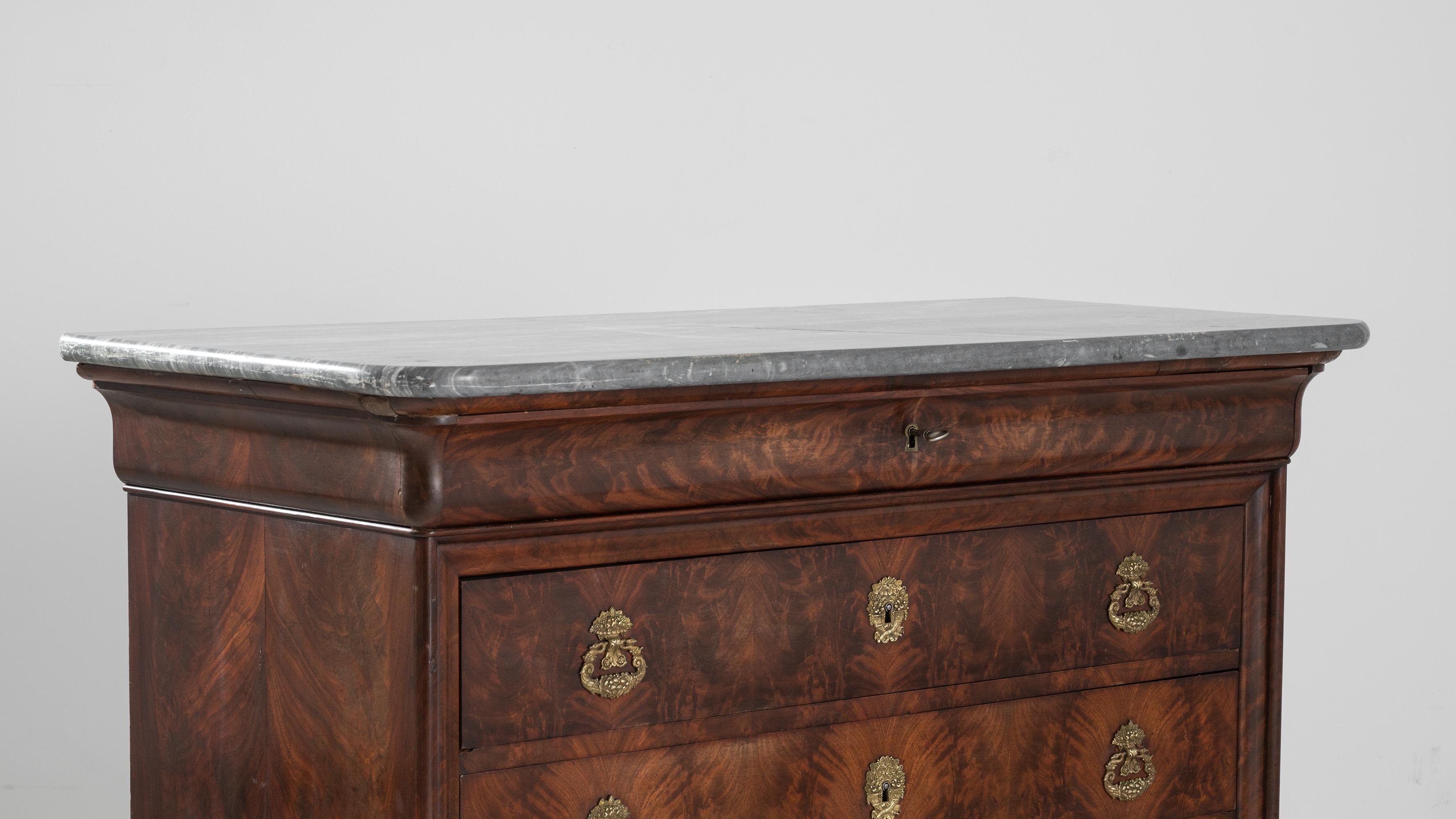 19th Century Louis Philippe Mahogany Drawer Chest with Marble Top 5