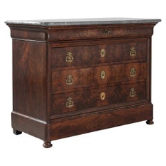 19th Century Louis Philippe Mahogany Drawer Chest with Marble Top
