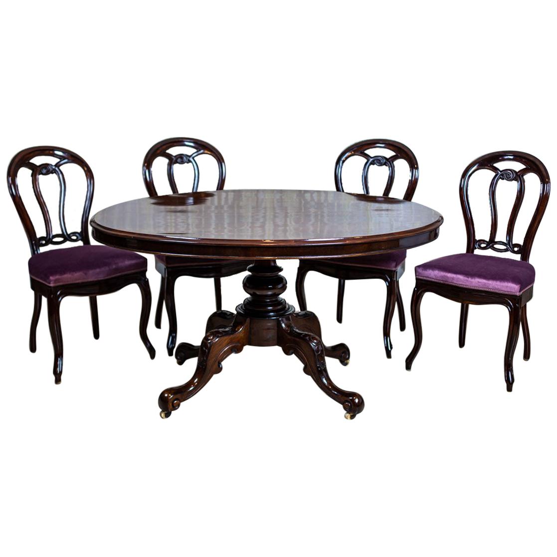 19th Century Louis Philippe Mahogany Table with Chairs