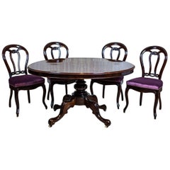 19th Century Louis Philippe Mahogany Table with Chairs