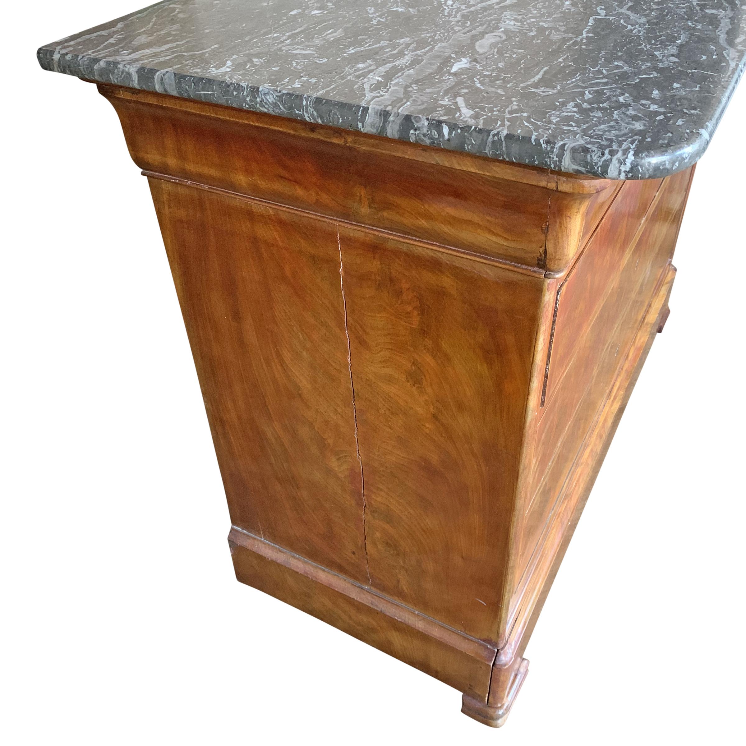19th Century French Louis Philippe Marble-Top Chest of Drawers 5