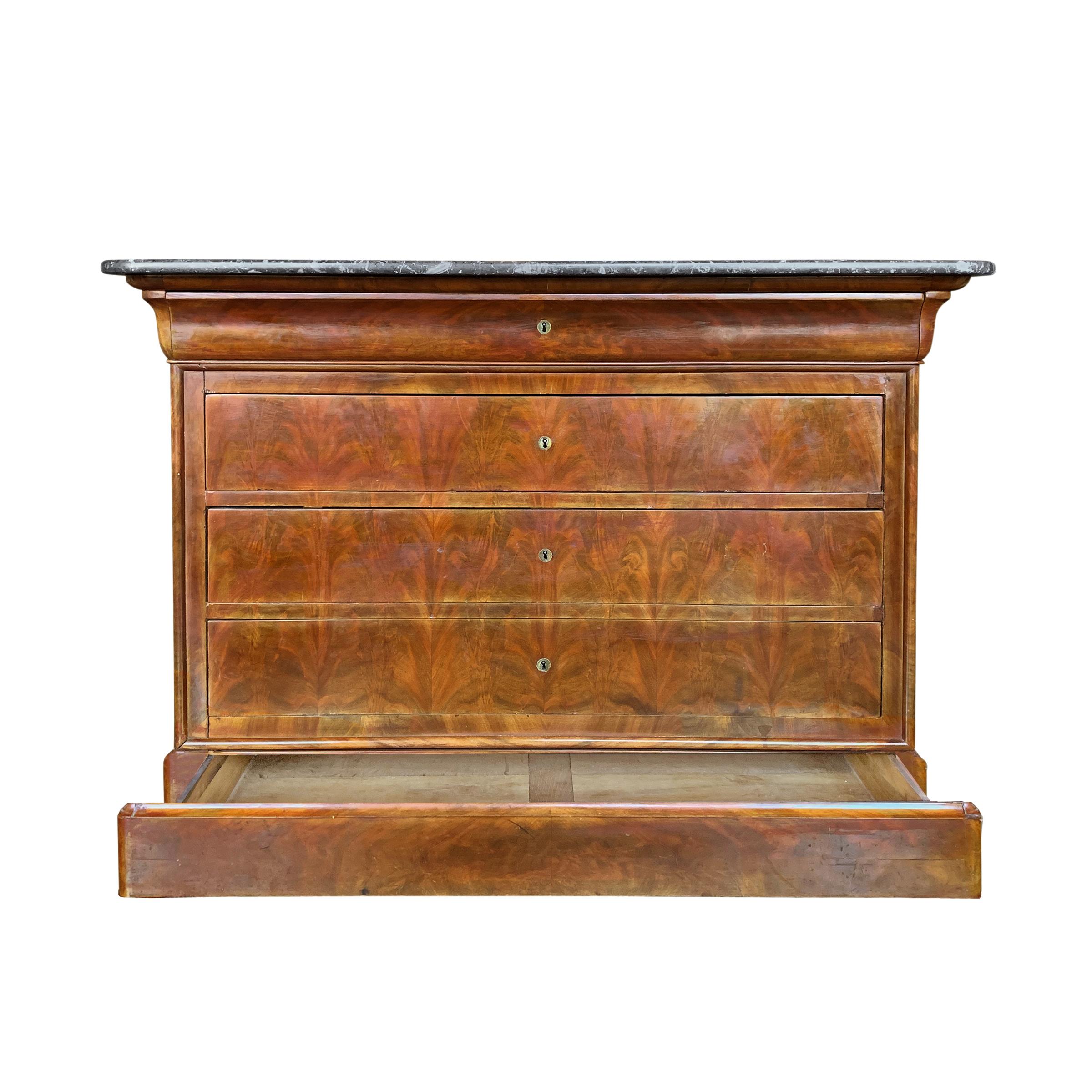 19th Century French Louis Philippe Marble-Top Chest of Drawers 3