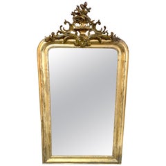 19th Century Louis Philippe Mirror with Carved Crest