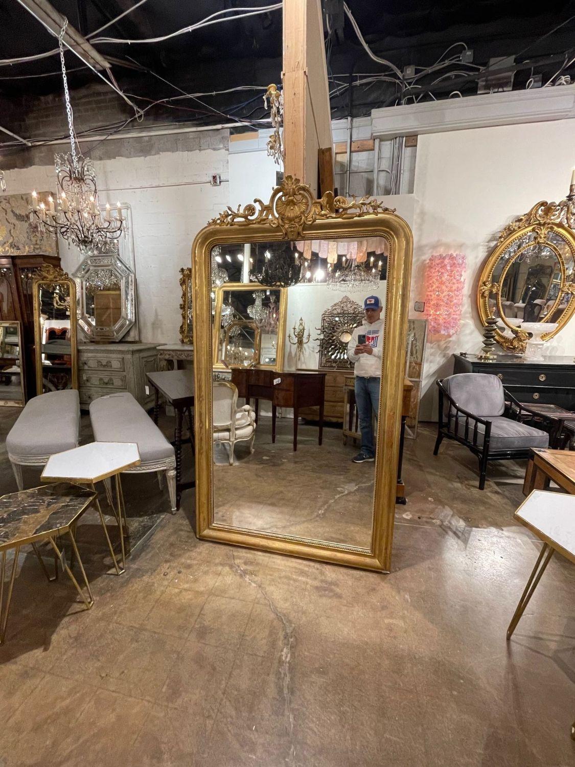 19th Century Louis Philippe Mirror with Crest For Sale 5