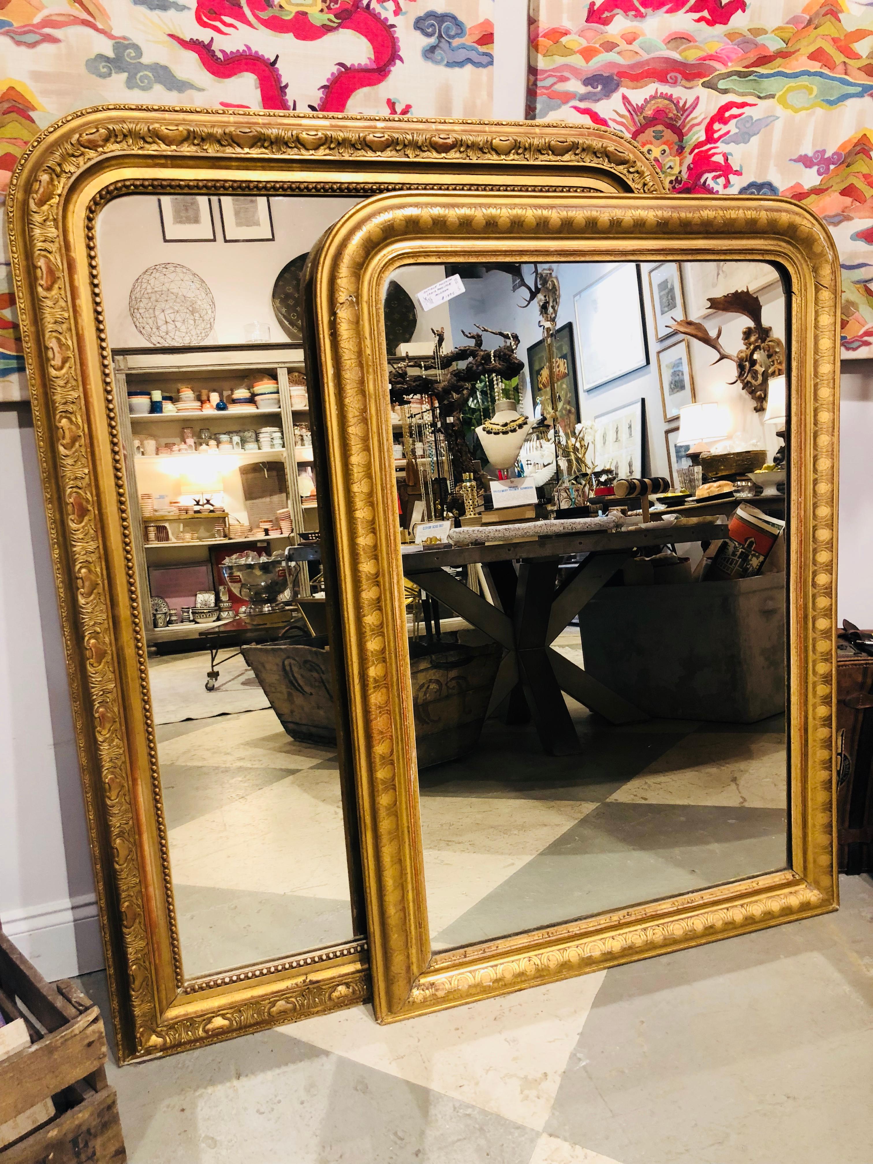 19th Century Louis Philippe Mirror with Gilt Art Nouveau Carving 3