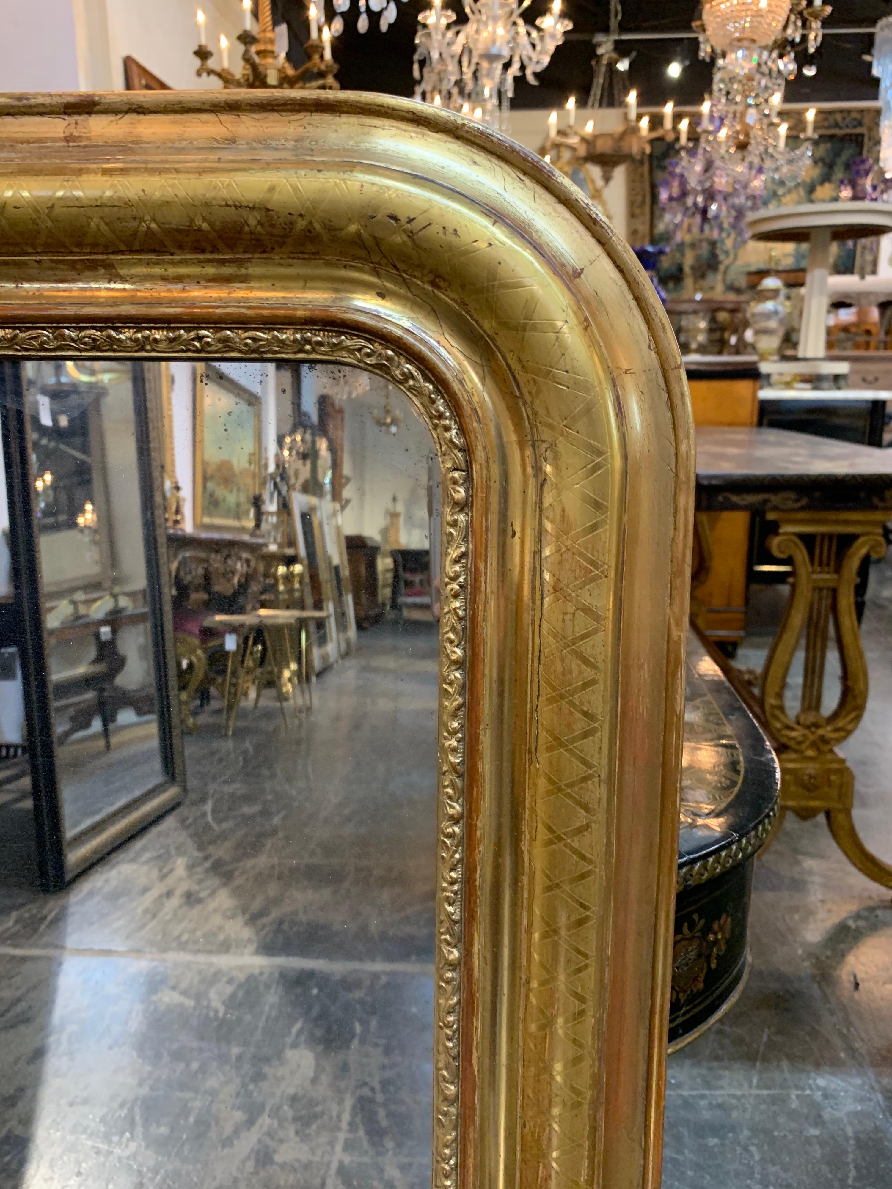 Gilt 19th Century Louis Philippe Mirror with X-Pattern