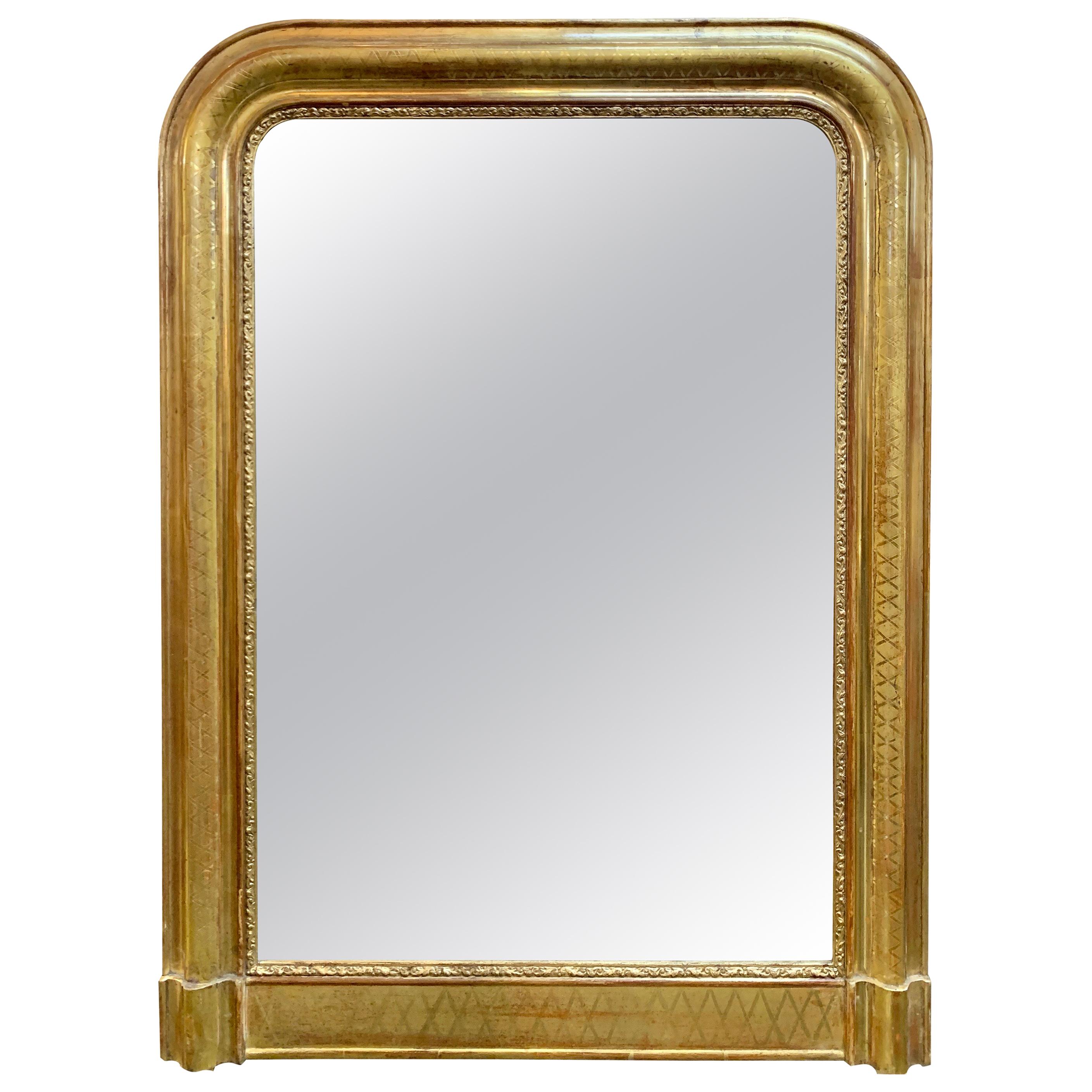 19th Century Louis Philippe Mirror with X-Pattern