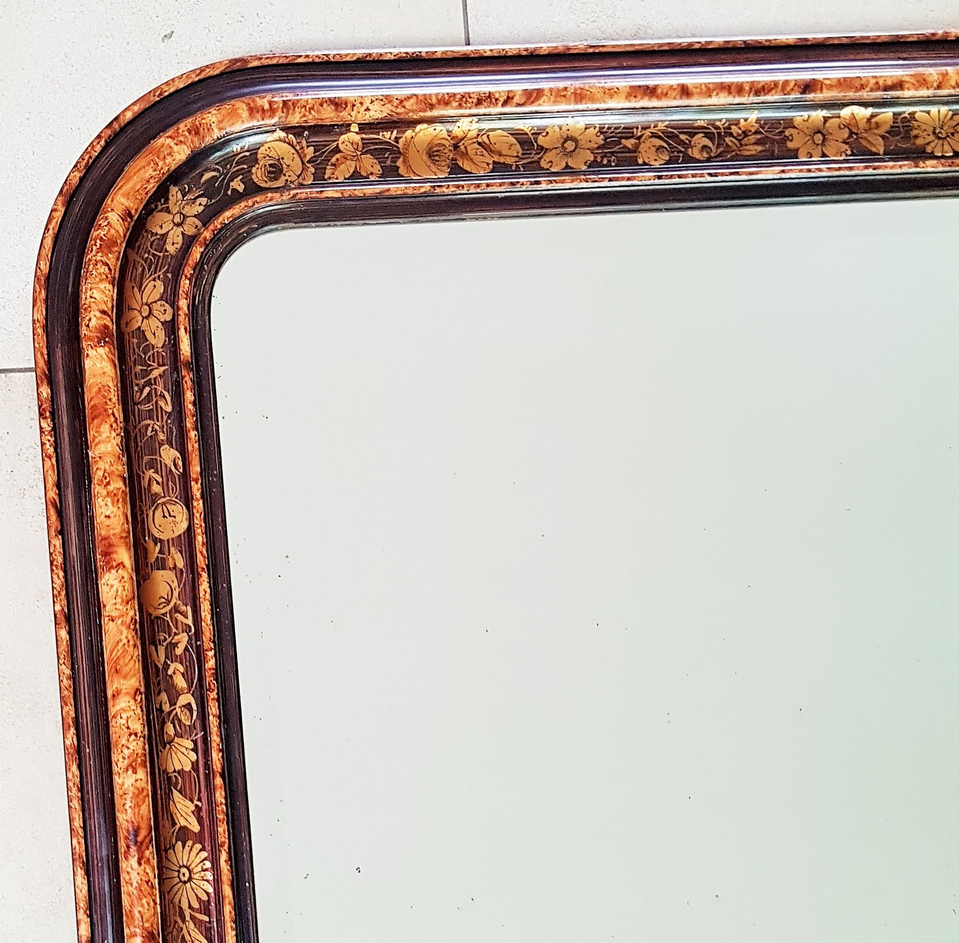 19th Century Louis Philippe Napoleon III Floral Wall Mirror, France 1860 6