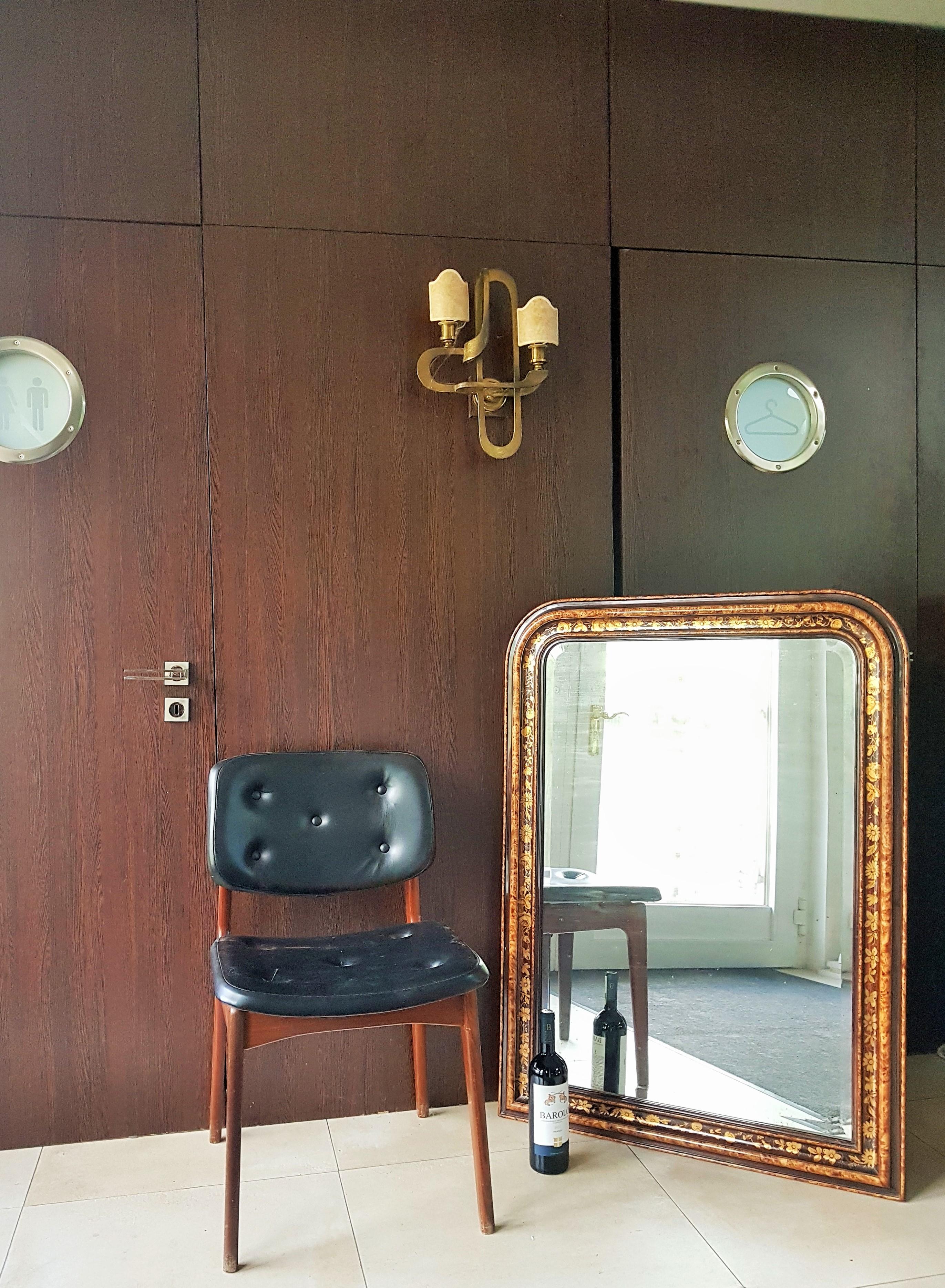 French 19th Century Louis Philippe Napoleon III Floral Wall Mirror, France 1860