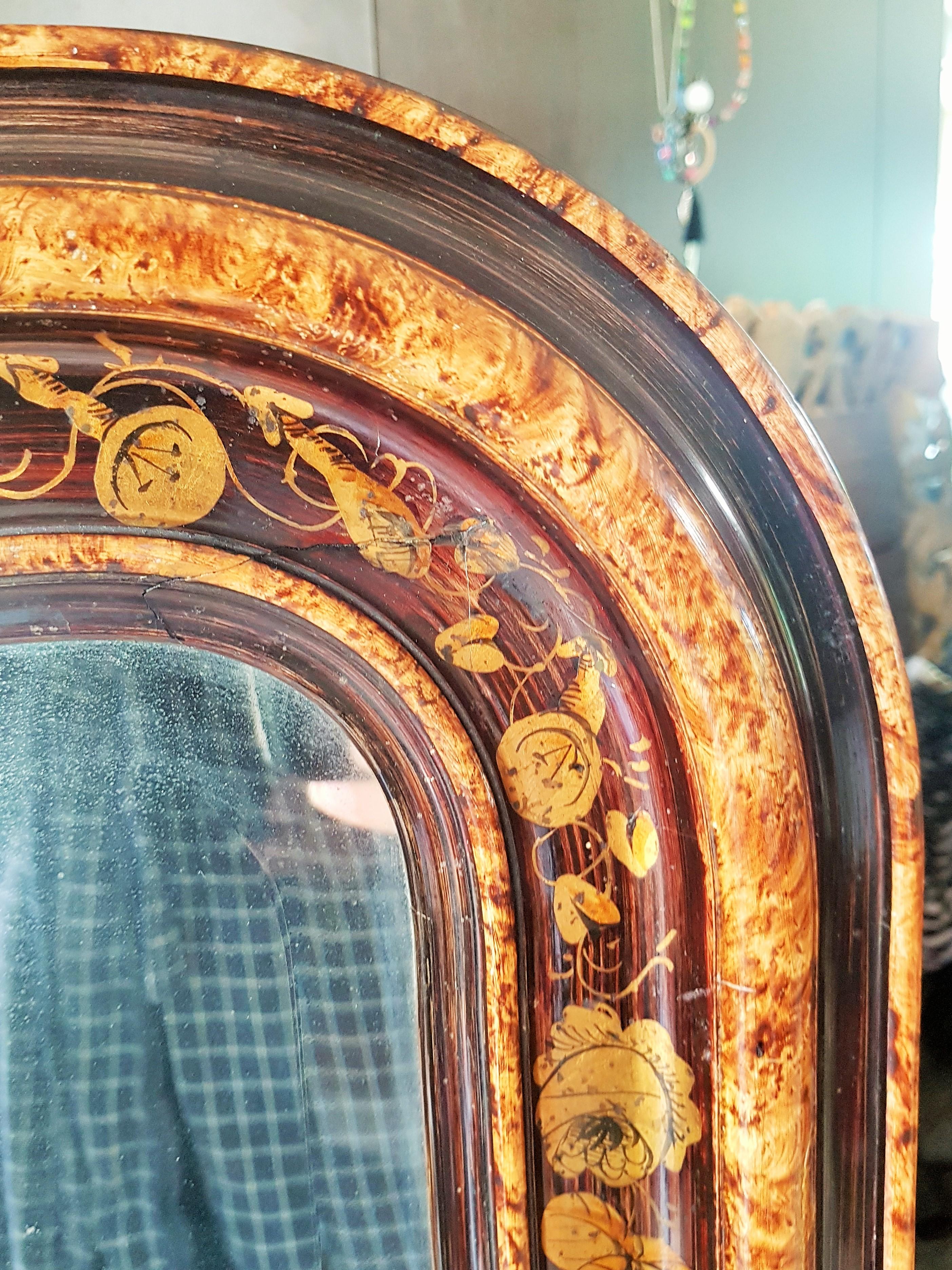 19th Century Louis Philippe Napoleon III Floral Wall Mirror, France 1860 4