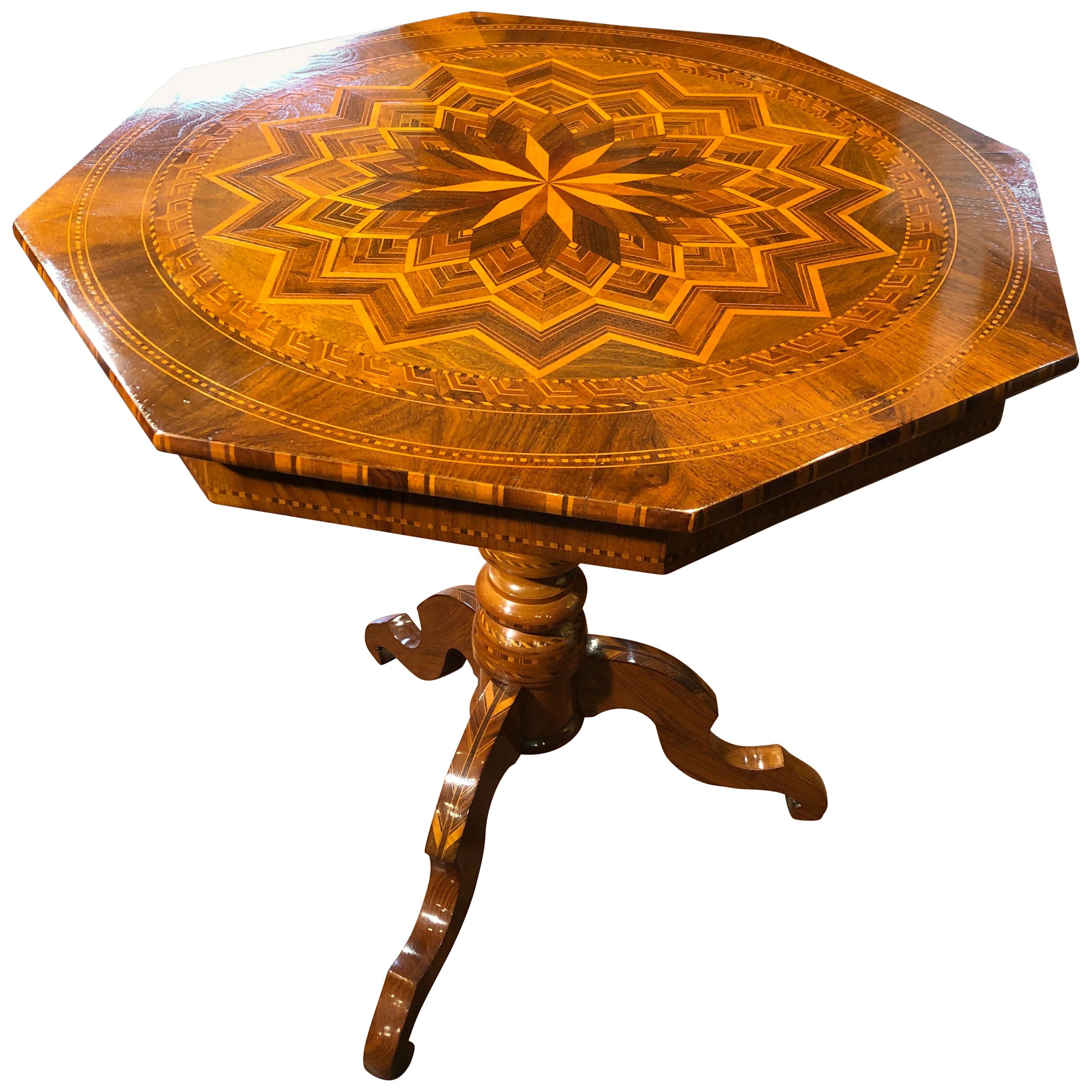 19th Century Louis Philippe Octagonal Walnut Table Rollo