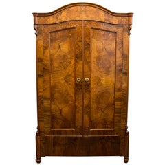 Antique 19th Century Louis Philippe or Late Biedermeier Small Walnut Wardrobe