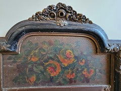 19th Century Louis Philippe Partial Gilt, Ebonized and  Painted Trumeau Mirror