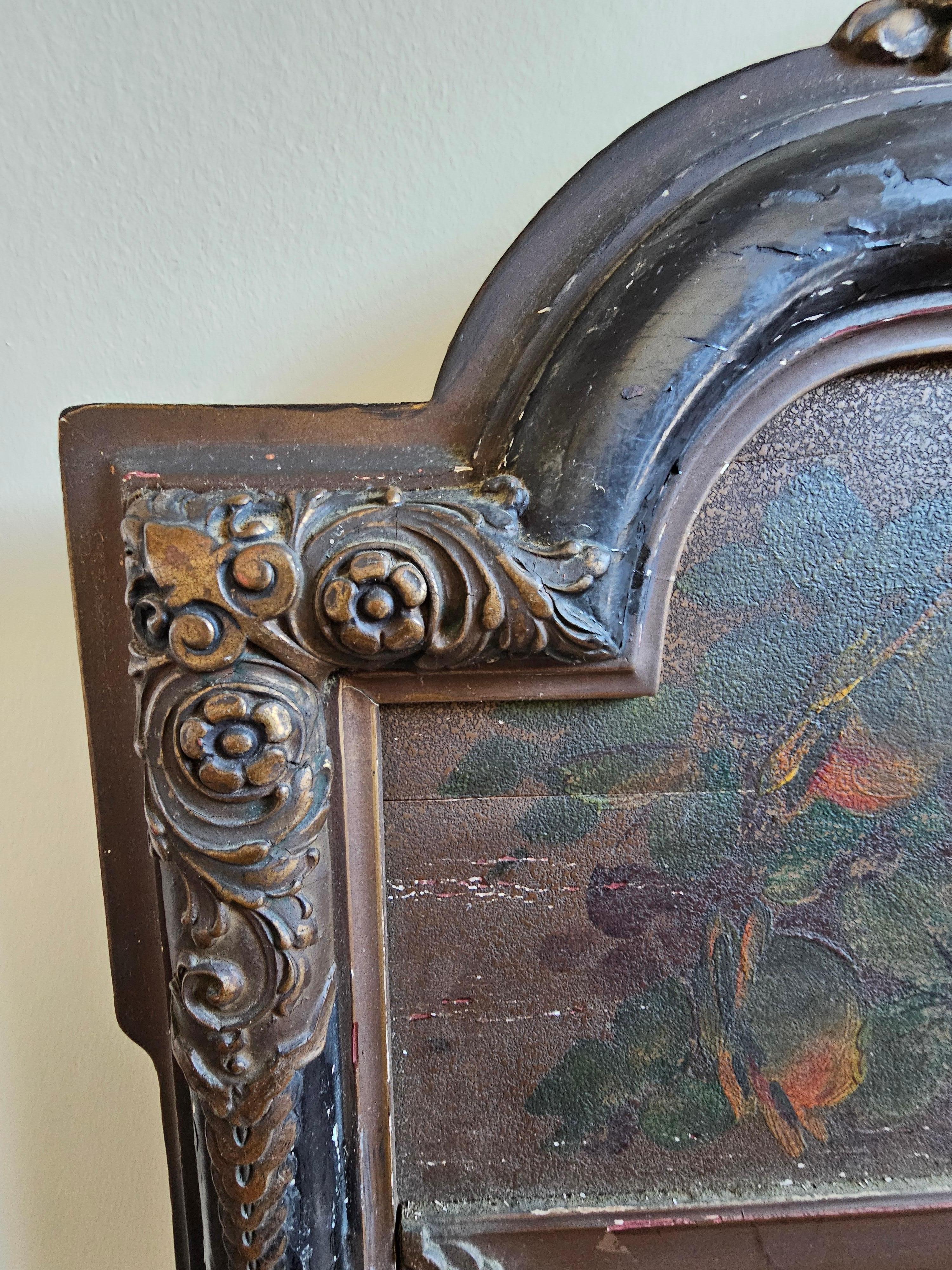 American 19th Century Louis Philippe Partial Gilt, Ebonized and  Painted Trumeau Mirror  For Sale