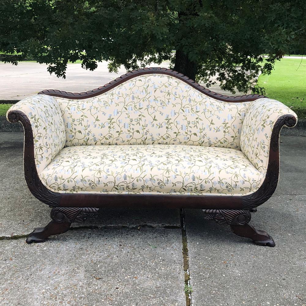 Fabric 19th Century Louis Philippe Period French Mahogany Sofa, circa 1850 For Sale