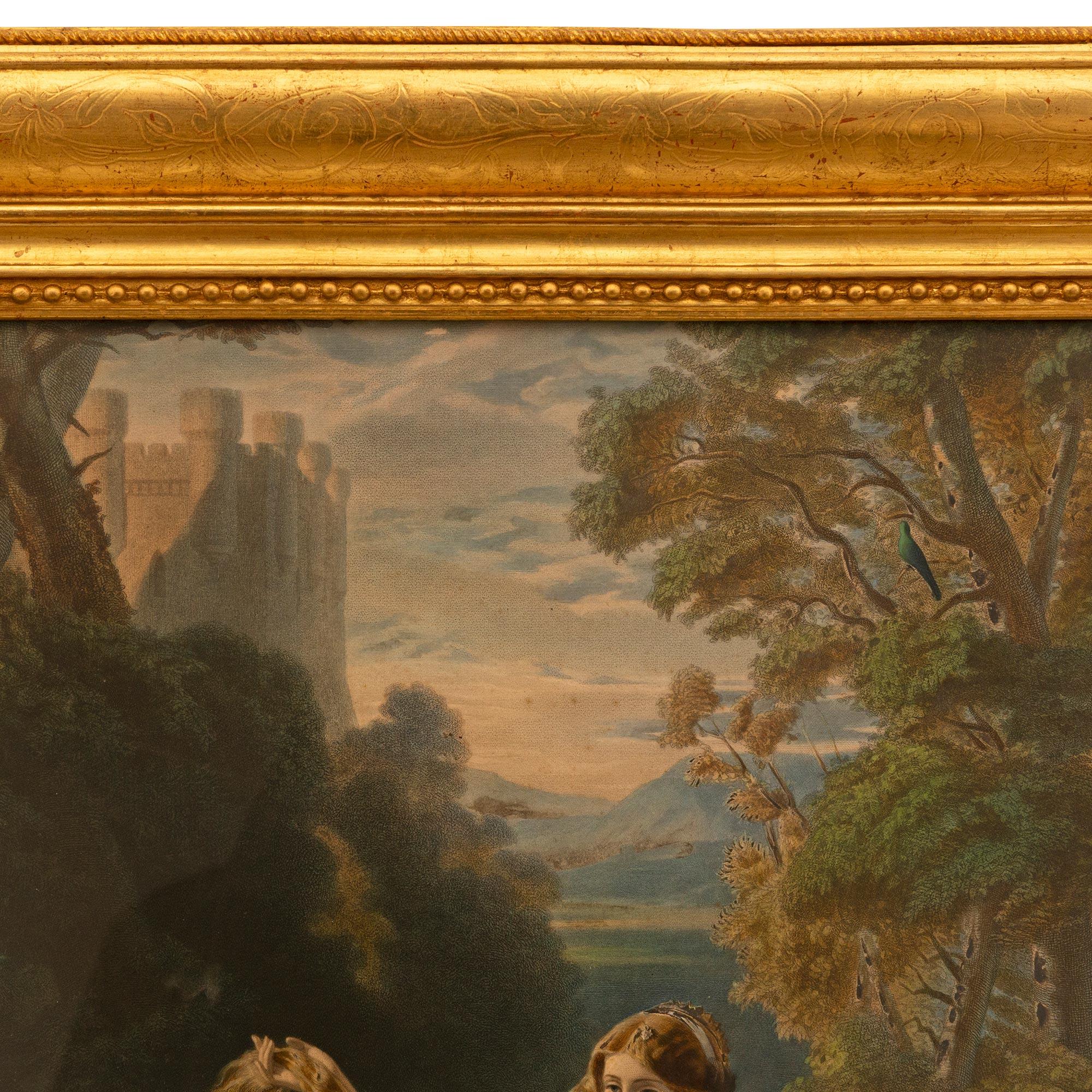 Inconnu Impression encadrée d'époque Louis Philippe du 19e siècle, d'après Winterhalter en vente