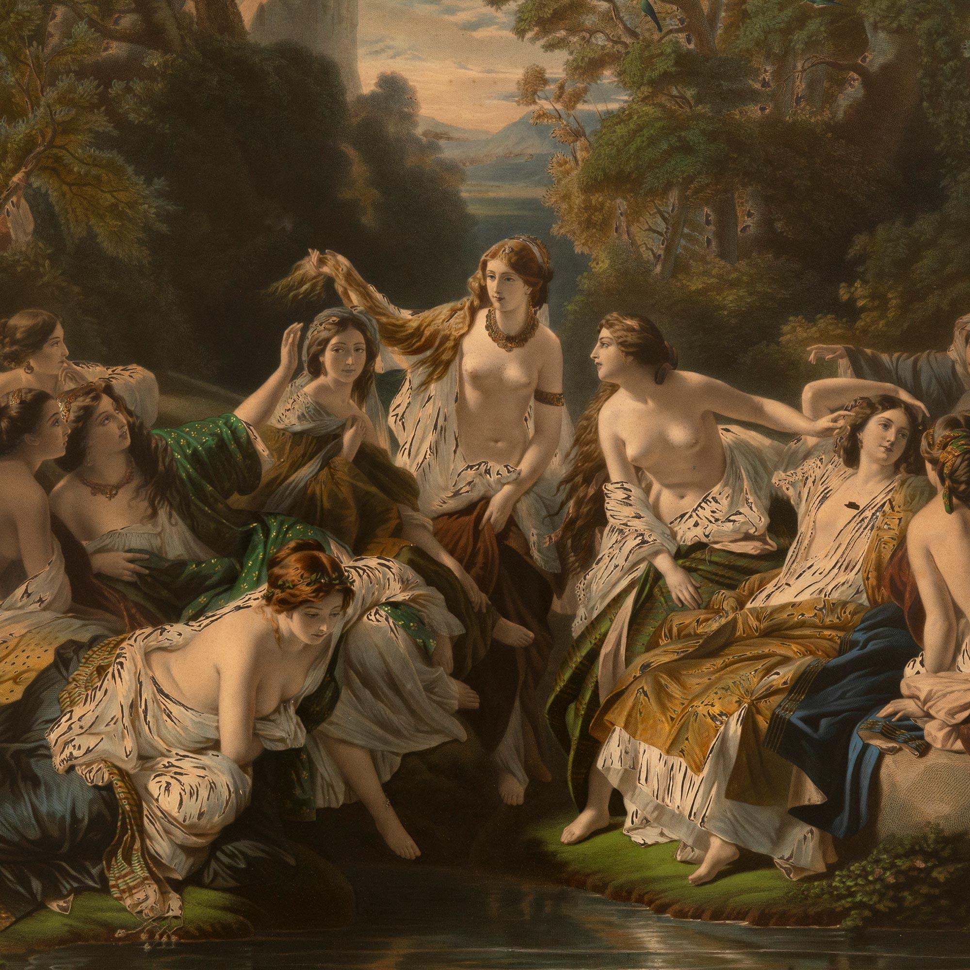 Impression encadrée d'époque Louis Philippe du 19e siècle, d'après Winterhalter Bon état - En vente à West Palm Beach, FL