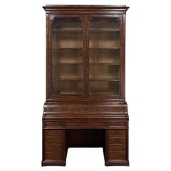 Antique 19th Century Louis Philippe Period Mueche Mahogany Secretary with Bookcase