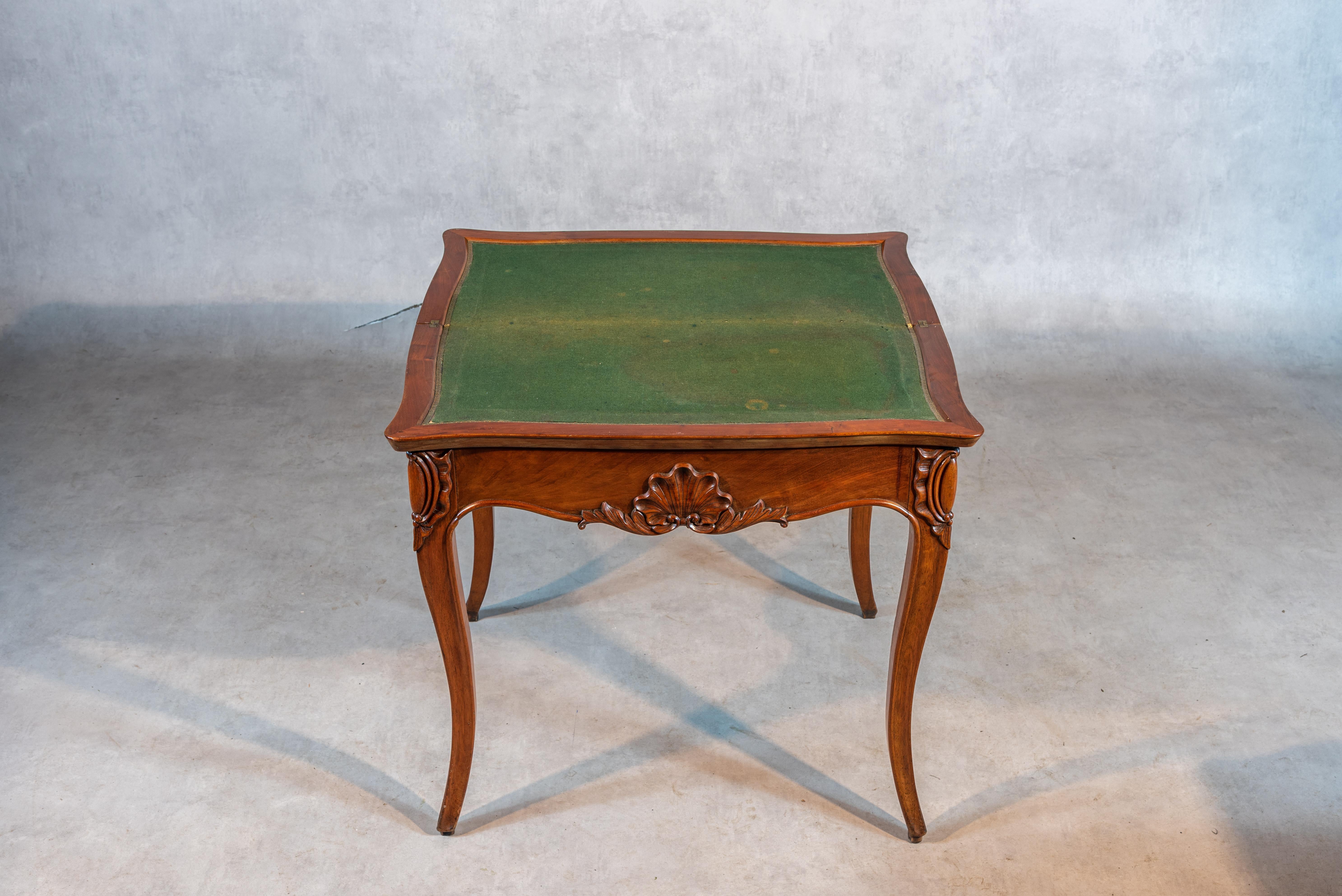 Fabric 19th Century Louis Philippe Rocaille Style Mahogany Game Table