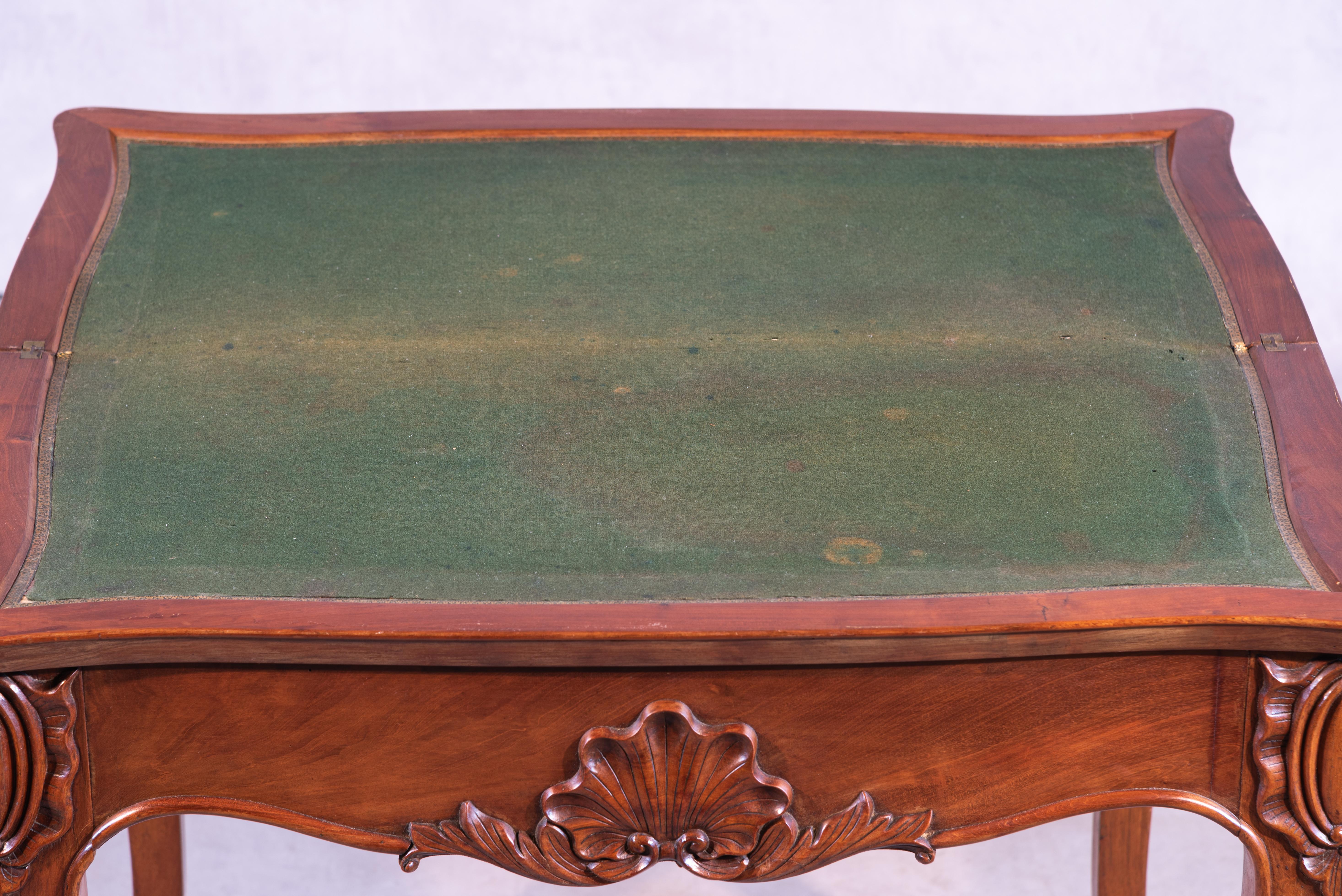 19th Century Louis Philippe Rocaille Style Mahogany Game Table 1