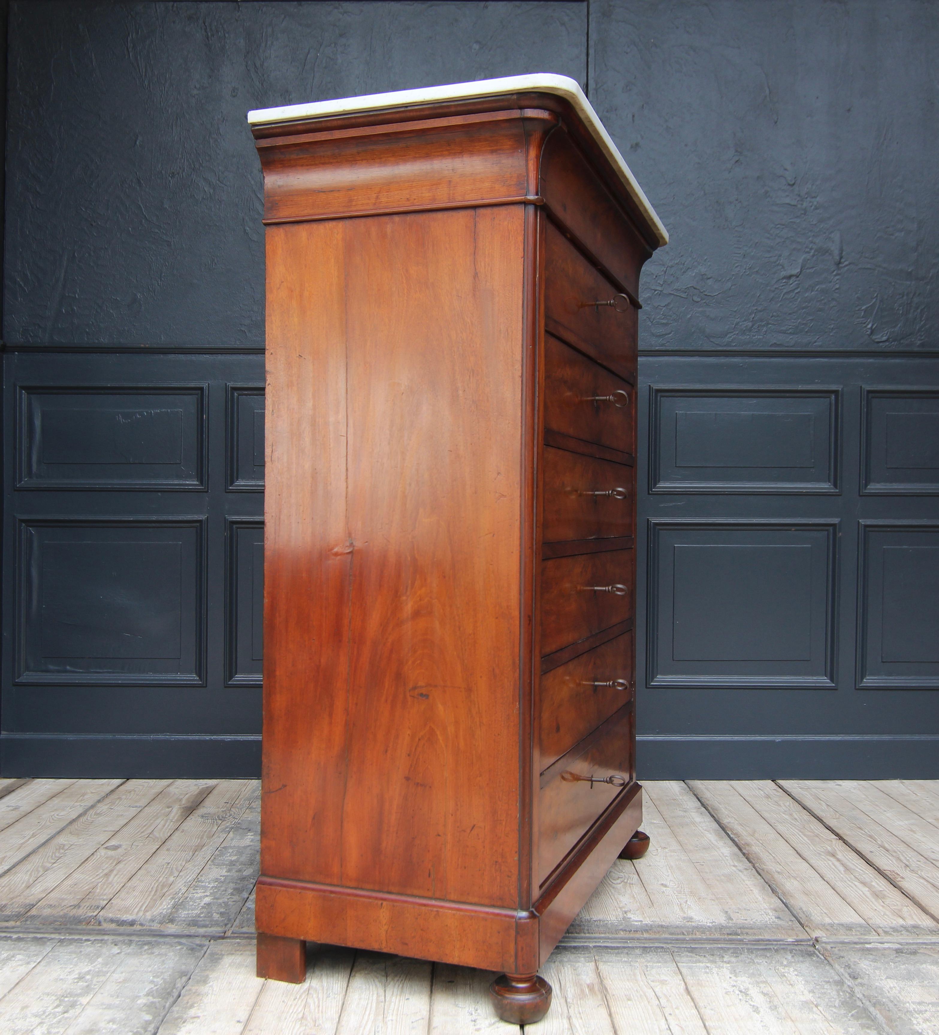 19th Century Louis Philippe Semainier High Chest of Drawers For Sale 6