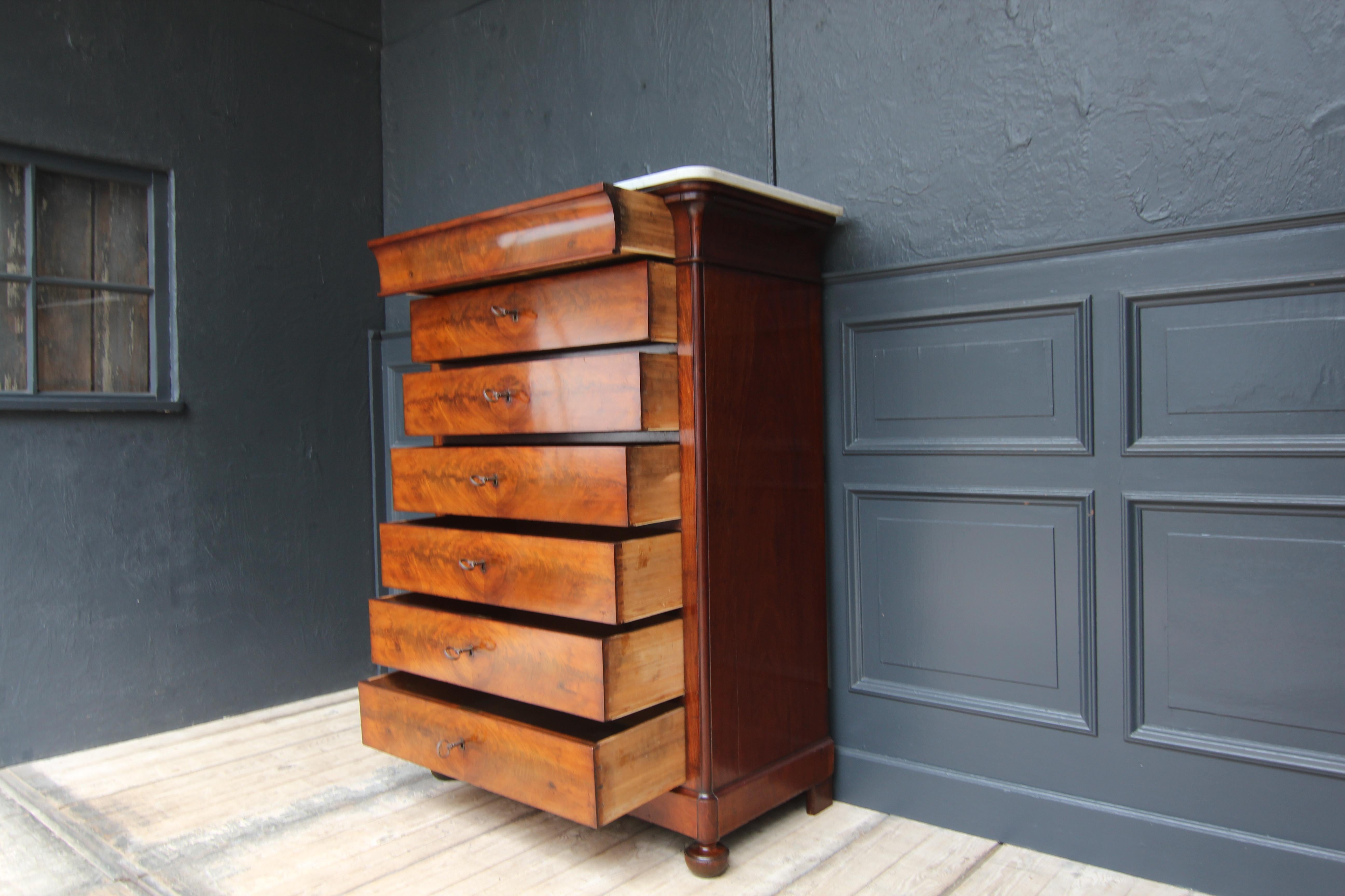 19th Century Louis Philippe Semainier High Chest of Drawers For Sale 10