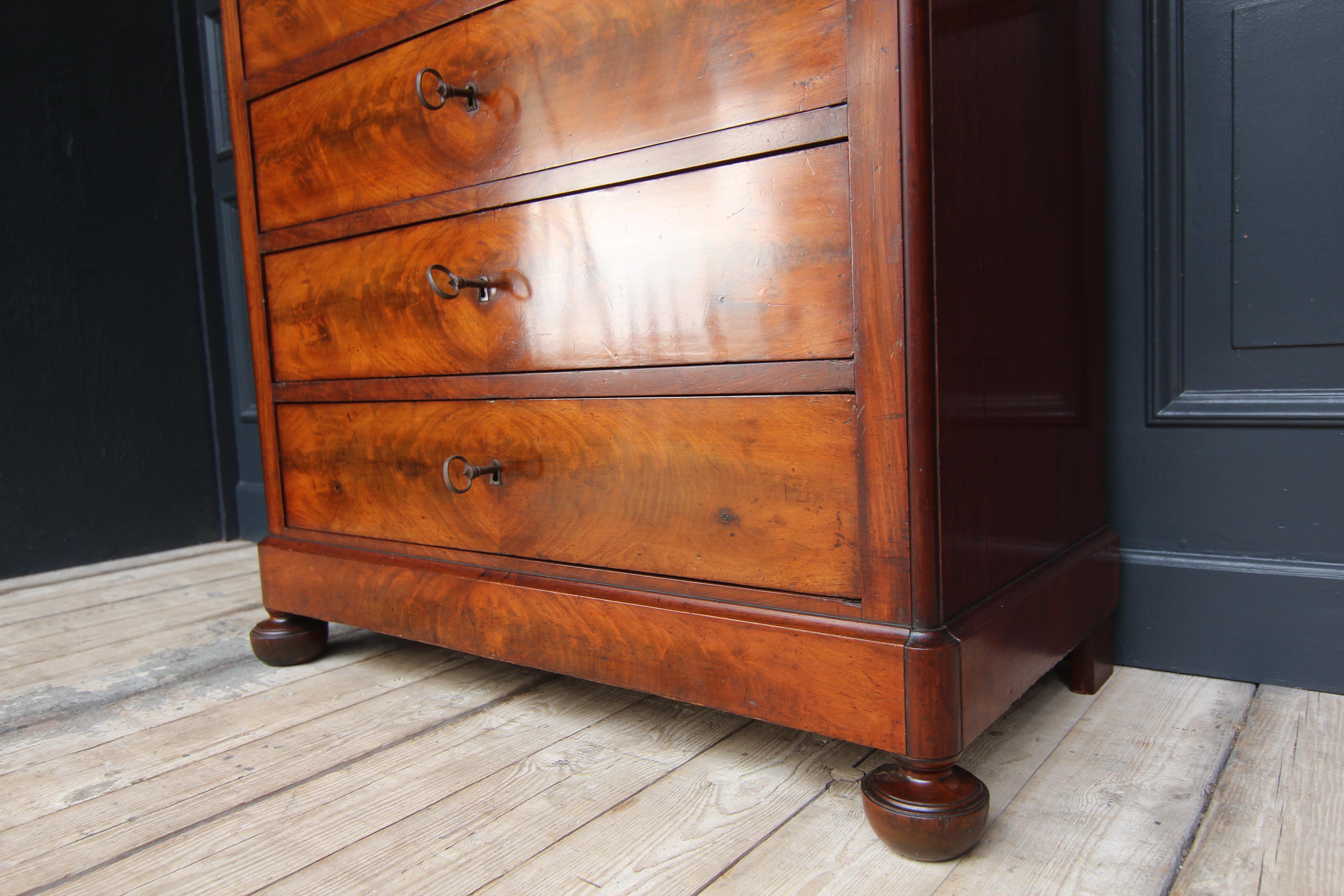 Marble 19th Century Louis Philippe Semainier High Chest of Drawers For Sale